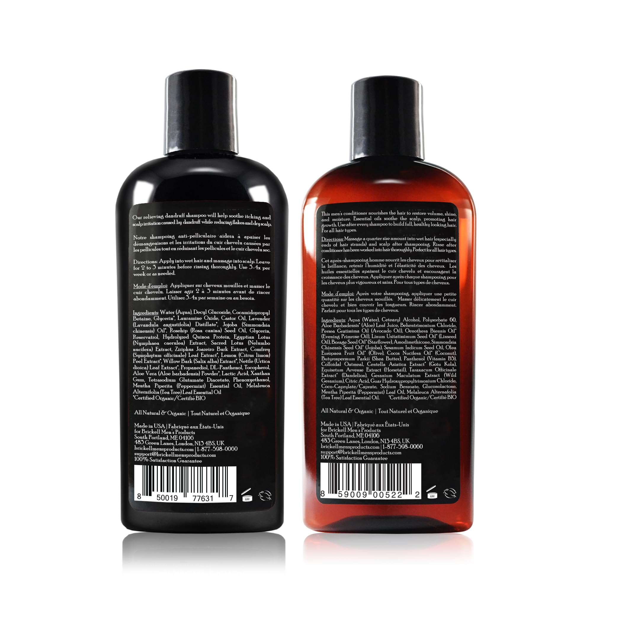 Brickell Mens Daily Relieving Hair Care Routine, Dandruff Shampoo and Conditioner Set For Men, All Natural and Organic, Scented