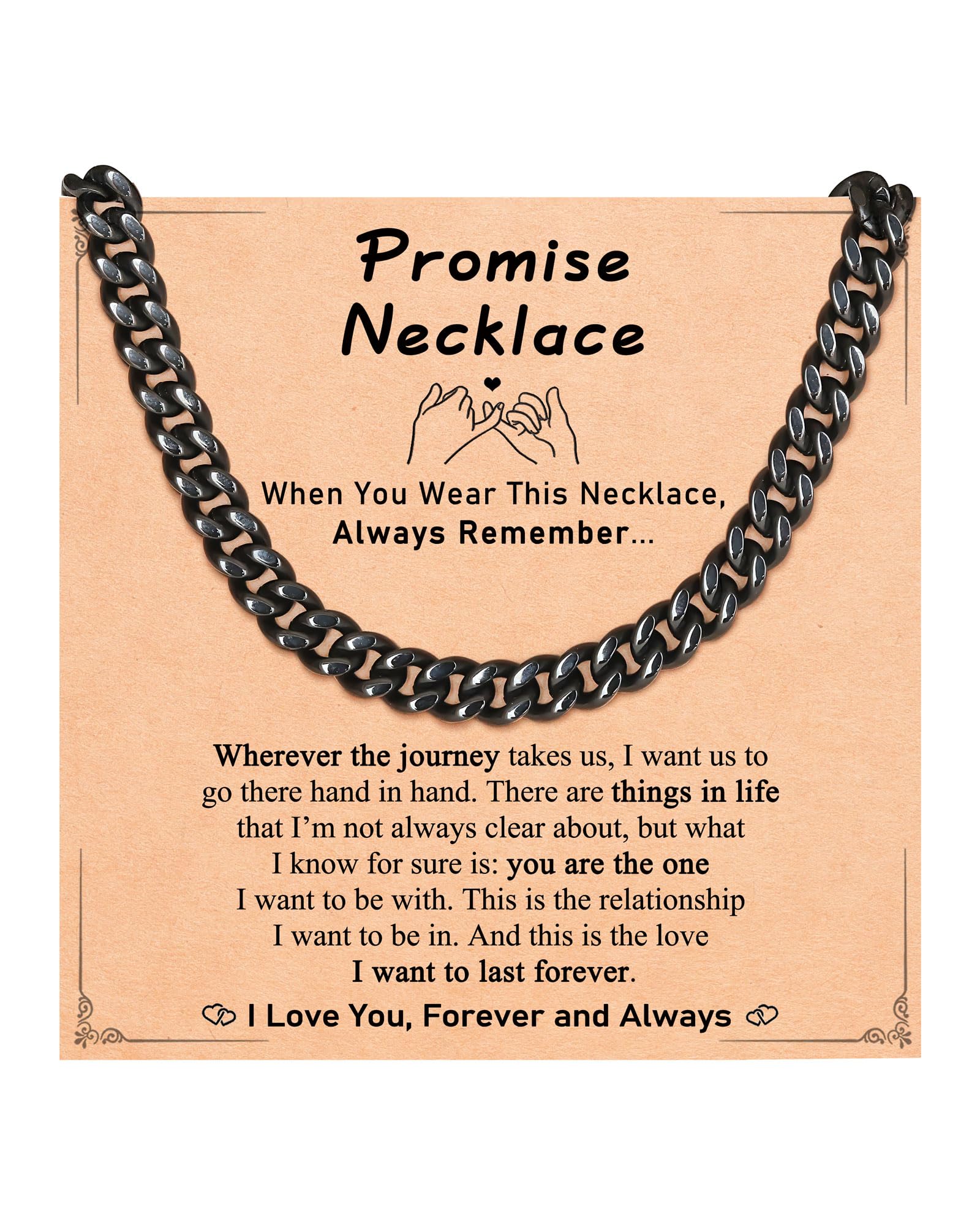 UNGENT THEM Promise Necklace I Love You Sentimental Valentines Day Gifts for Him Boyfriend Birthday Anniversary Meaningful Roman
