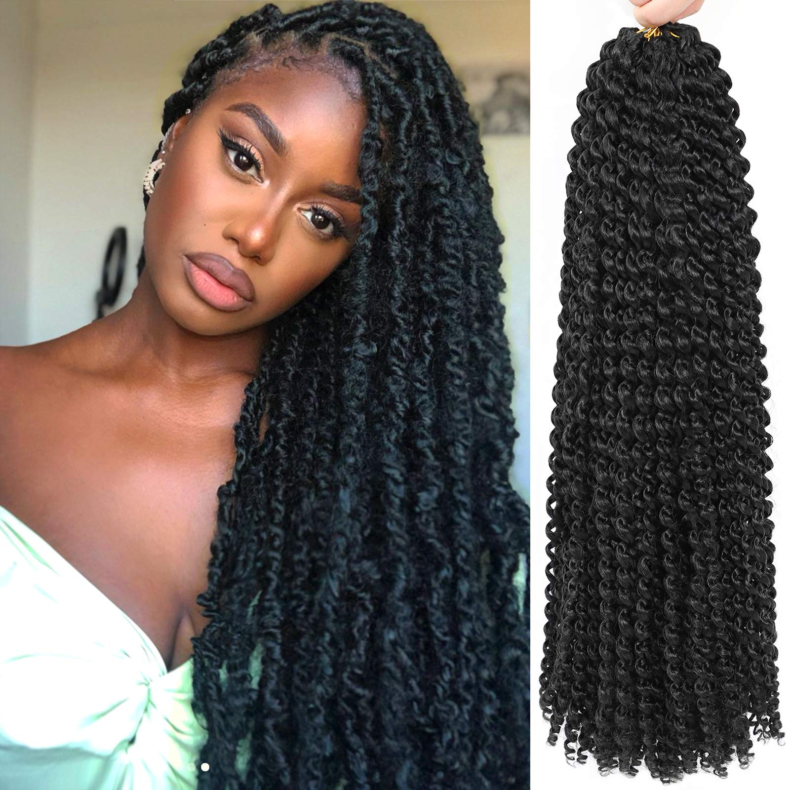 Passion Twist Hair 18 Inch 8 Packs Water Wave Crochet Hair Curly Braiding Hair Long Bohemian Spring Twist Hair For Butterfly Loc