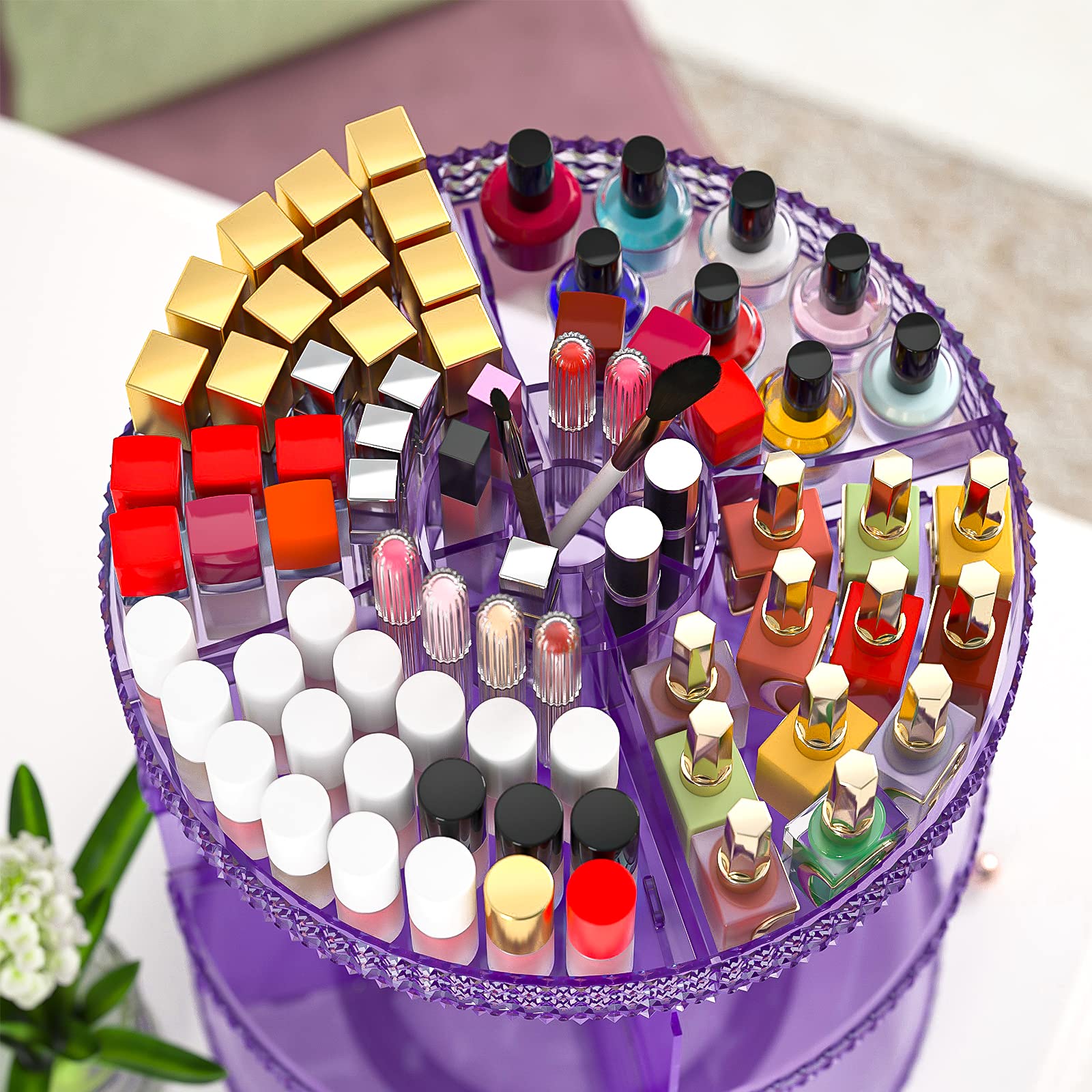 Makeup Organizer 360 Degree Rotating Cosmetic Storage Organizer, Acrylic Make Up Organizer, Large 7 Layers 360 Makeup Organizer,