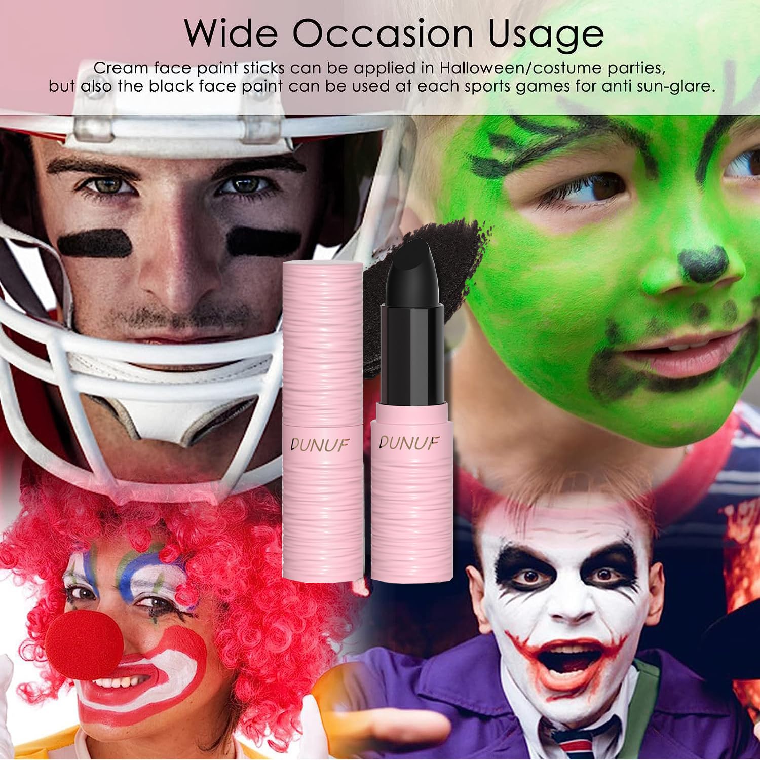 Yeweian Halloween Black White Red Matte Lipstick Set, Black White Lip Face Body Paint Stick, Waterproof Lip Balm For Women, Blen