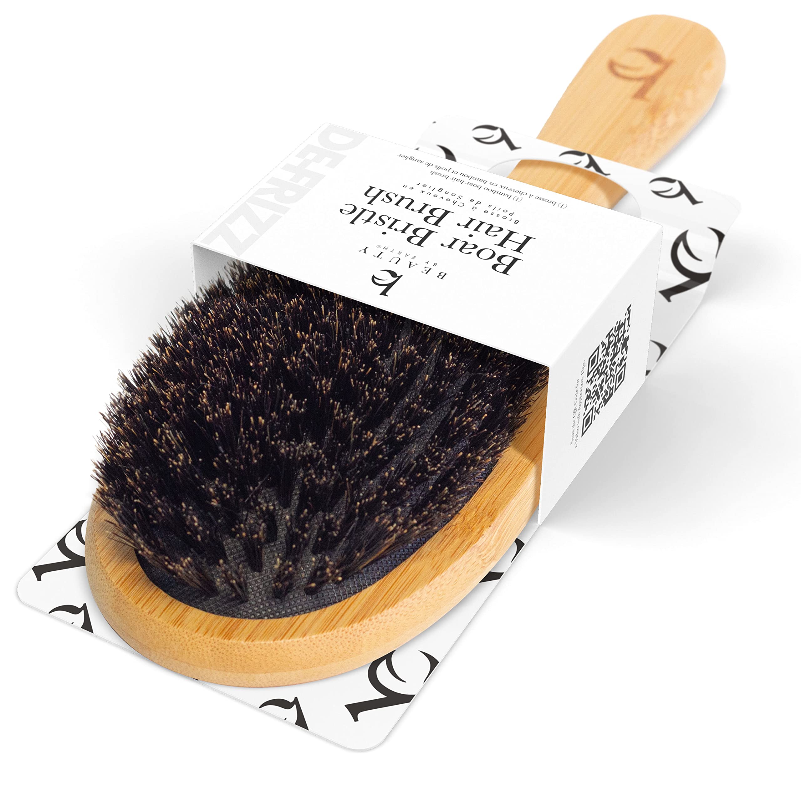 Boar Bristle Hair Brush - Smoothing Hair Brush for Fine Hair, Hair Brush for Men, Women & Kids, Soft Bristle Hair Brush, Bamboo 