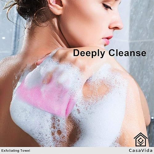 Exfoliating Washcloth Japanese Beauty Washcloth - African Net Sponge Nylon Bath Korean Loofah Towel Puff Large Wash Cloth Body S