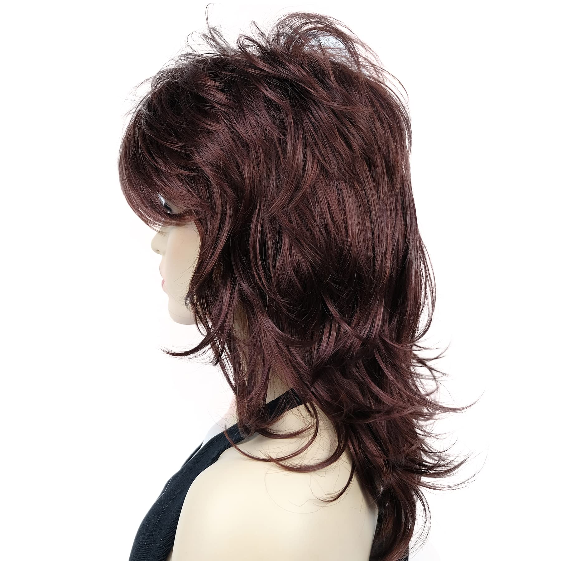 Lydell Long Soft Shaggy Layered Classic Cap Full, 33A Dark Auburn, Size No Size