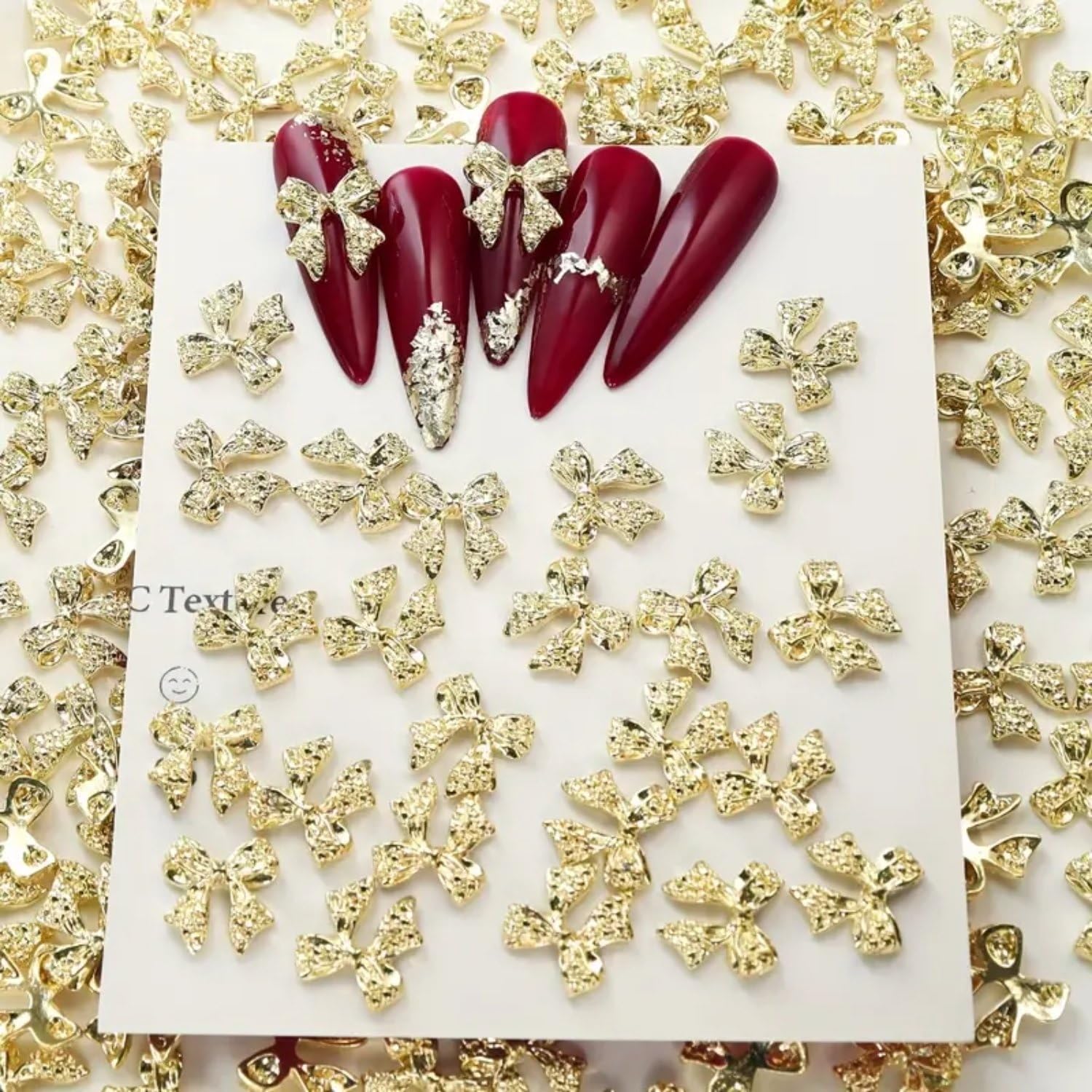 10 Pcs Bow Nail Art Charms 3D Alloy Gold Bow Nail Charms Shiny Nail Art Jewelry Luxury Rhinestones Gold Bow Nail Gems Valentine'