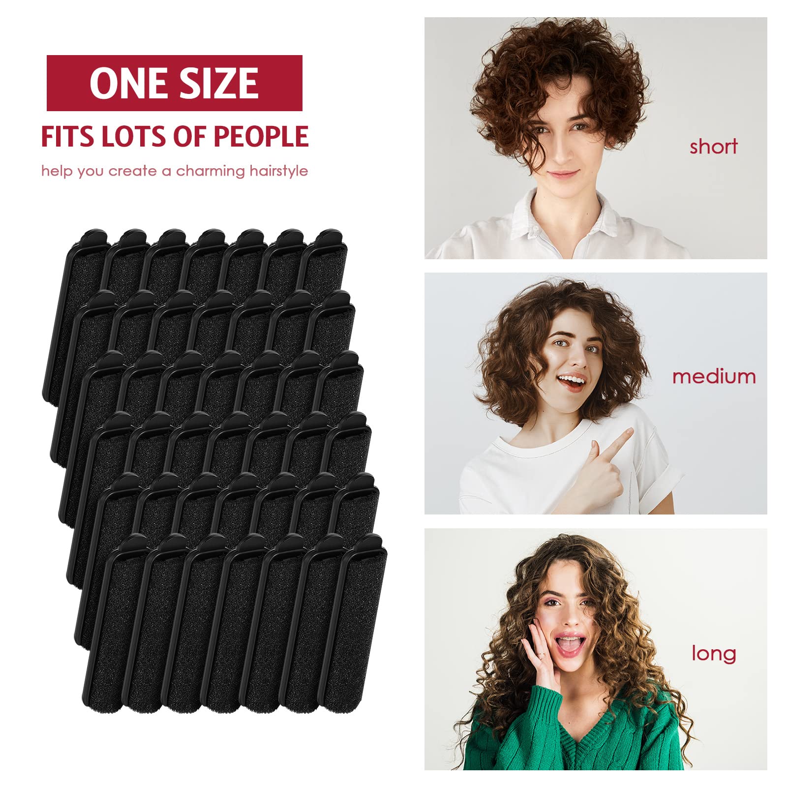 43 Pieces Soft 0.59 Inch Foam Hair Rollers Set With Flexible Sponge Curlers, Stainless Steel Rat Tail Pintail Comb For Hair Styl