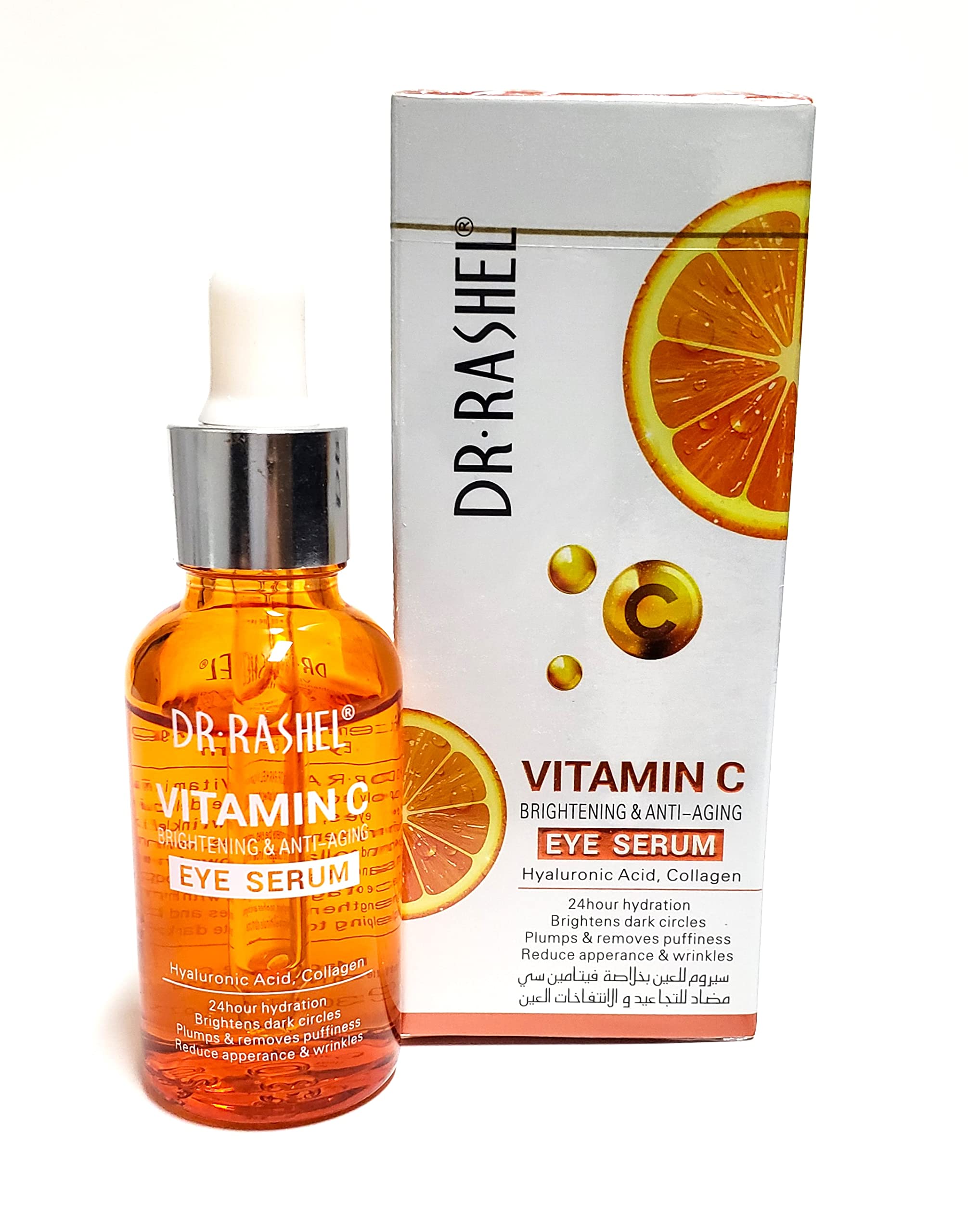 Dr Rashel Vitamin C Eye Anti - Aging Serum Essence | Hyaluronic Acid and Collagen, Reduce Wrinkles, Remove Dark circles & Puffin