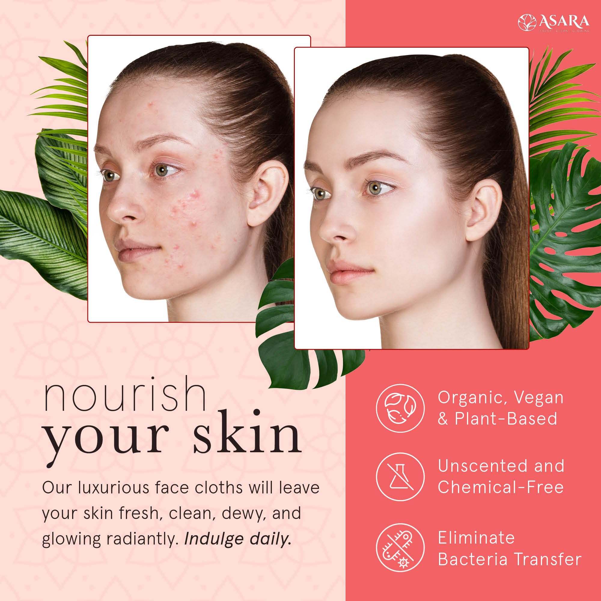 Asara Disposable Face Towel Xl Facial Wipes | Organic Vegan Biodegradable | Just Add Water For Makeup Remover Wipes | Sensitive