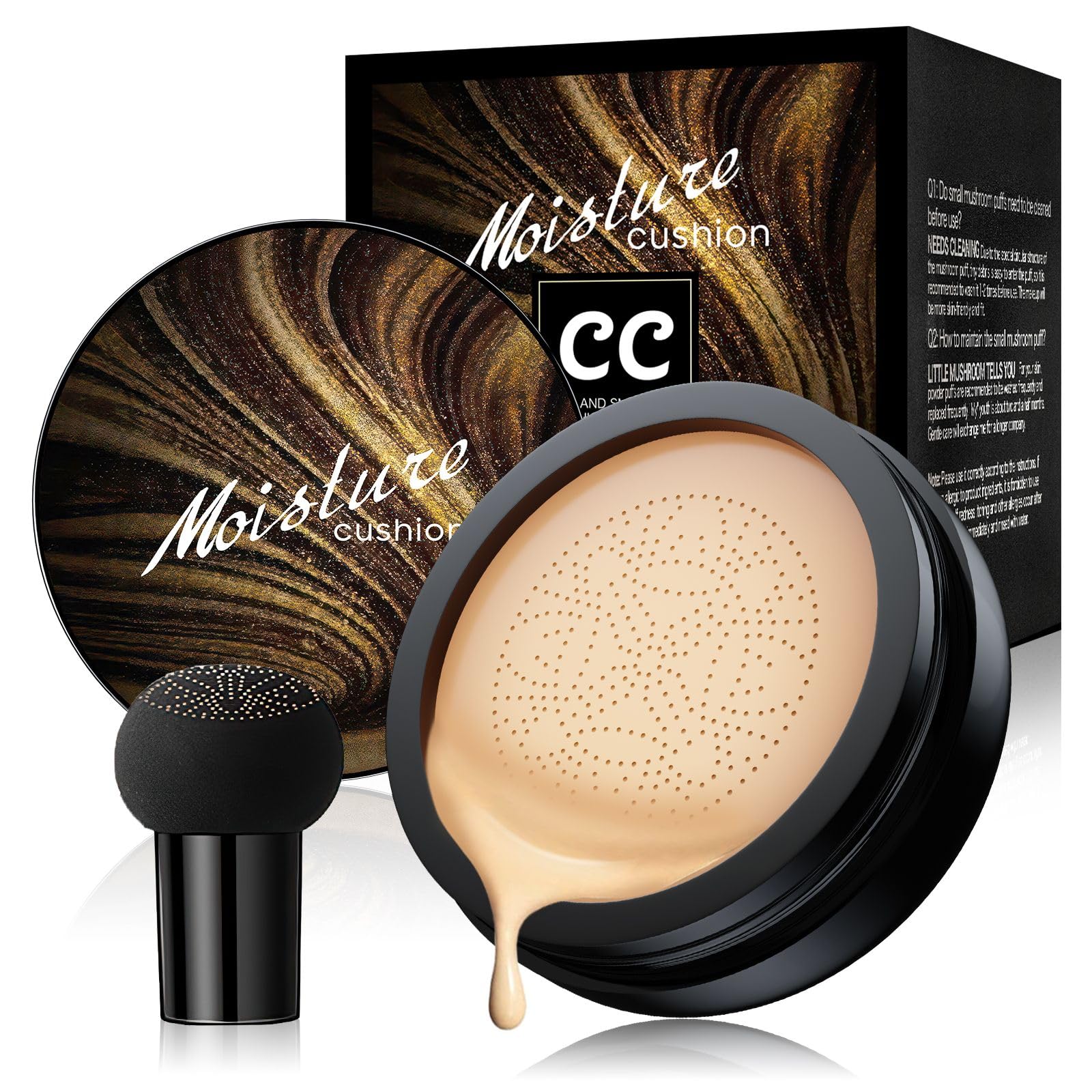Foundation for Mature Skin, Cushion CC Cream Foundation Makeup, Natural