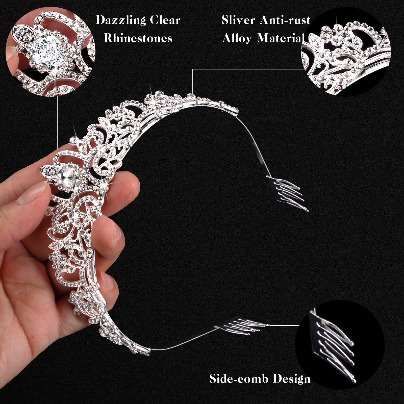 Bbto 10 Pcs Crystal Tiara And Crowns For Women Girls Princess Rhinestone Crown Queen Headband With Combs Bride Crown Tiara For B