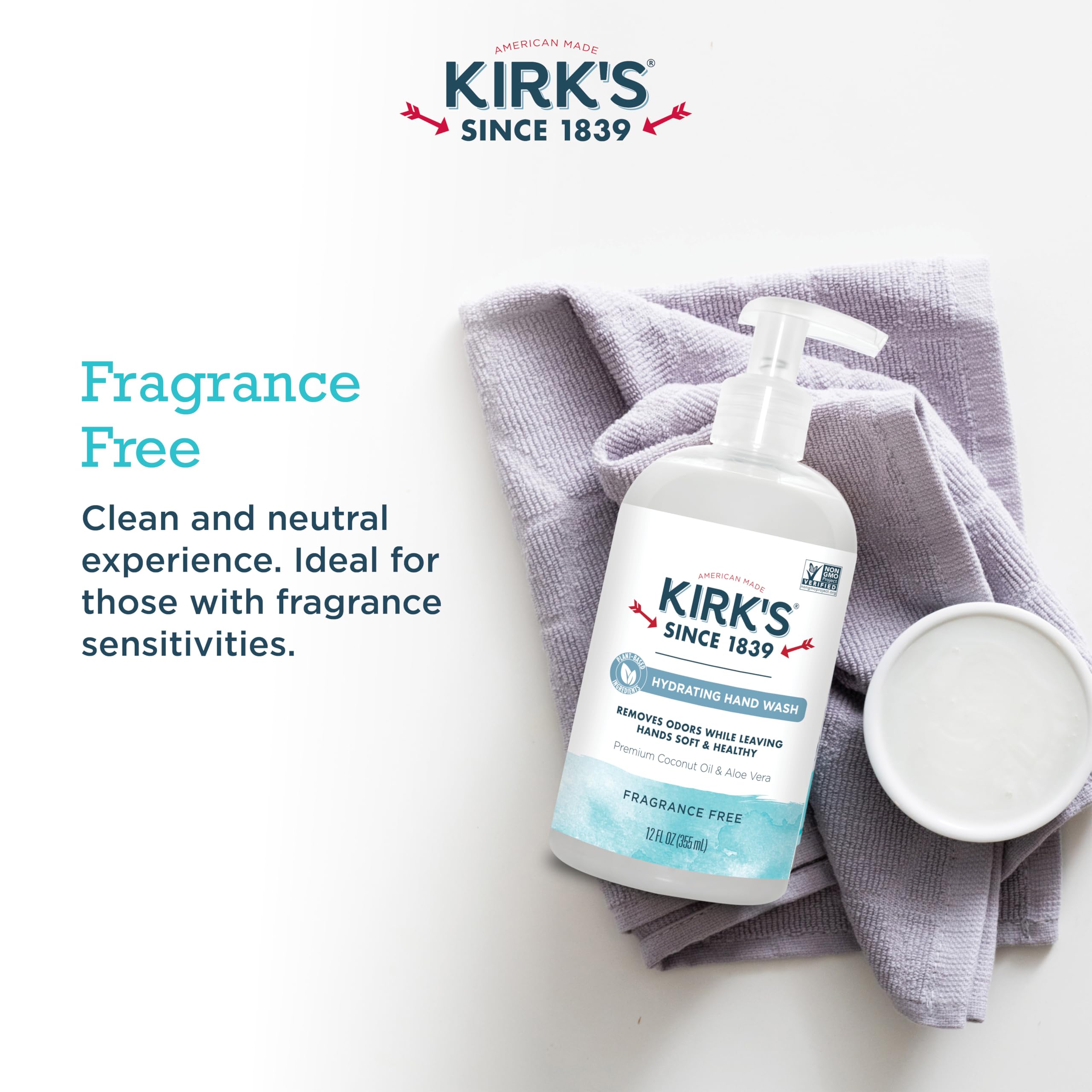 Kirks Odor-Neutralizing Unscented Natural Hand Soap Castile Liquid Soap Pump Bottle  Moisturizing & Hydrating Kitchen Hand Wash