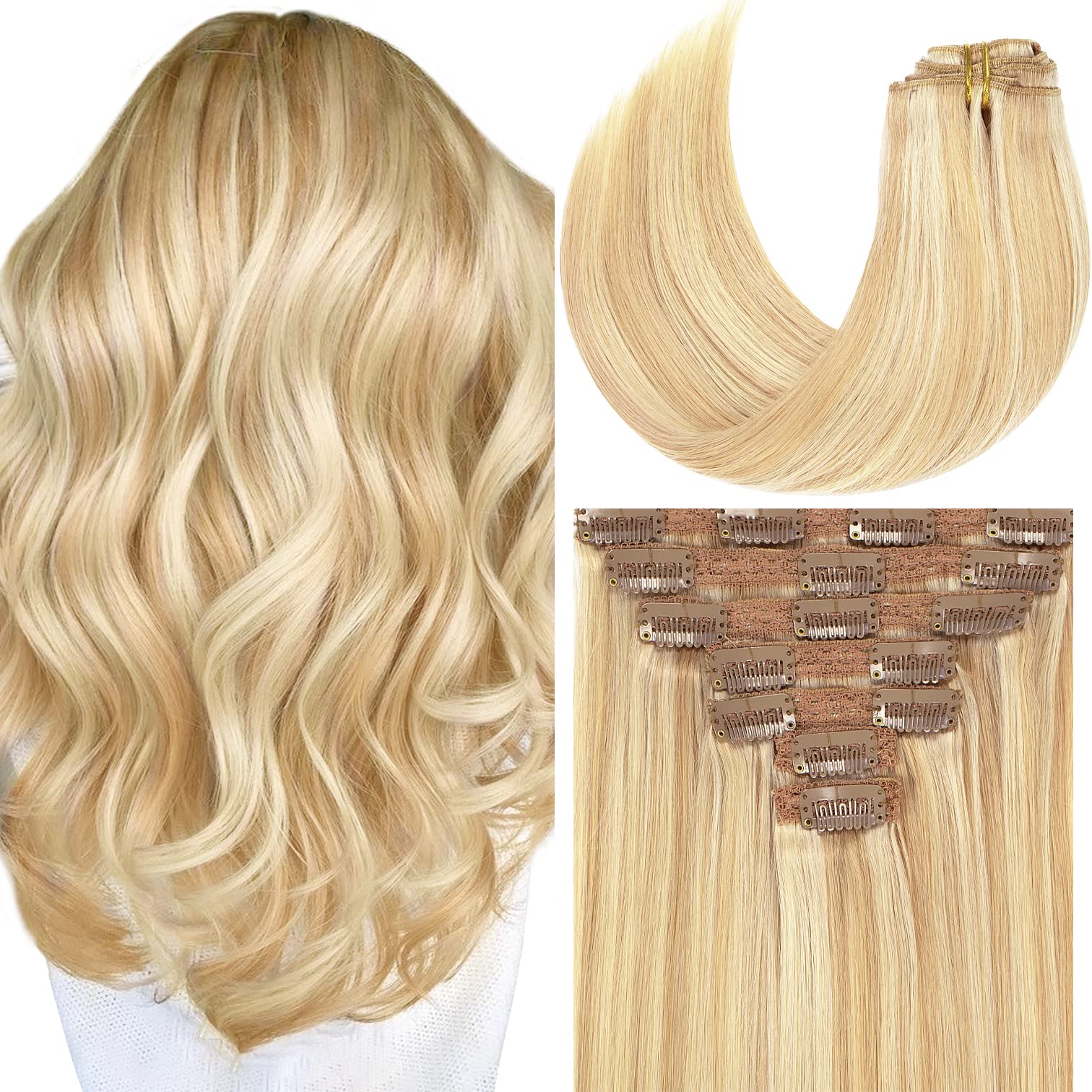 Loxxy 9A Grade Remy Human Hair Clip in Extensions Human Hair Double Weft Brazilian Human Hair Thick Silky Straight Clip in Light
