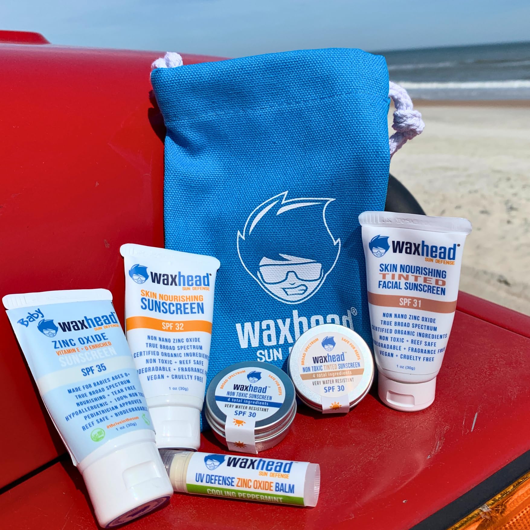 Waxhead Sampler Kit - Coral Reef Safe Sunscreen For Kids Sunscreen Travel Size Sunscreen Tsa Approved Biodegradable Sunscreen, E