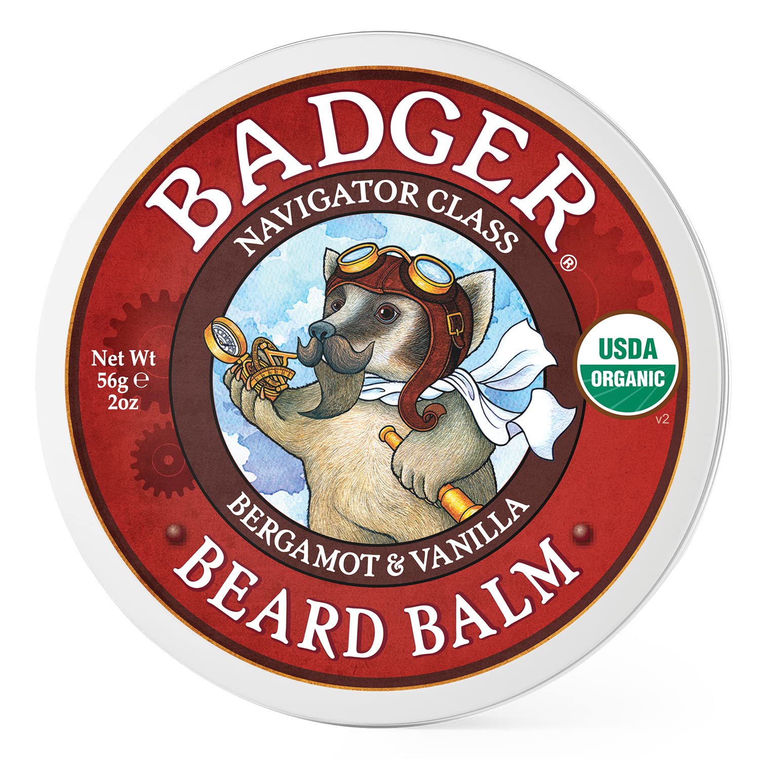 Badger Organic Beard Balm - Leave-In Conditioner, Styling & Moisturizing Treatment For Facial Hair & Mustache, 2 Oz