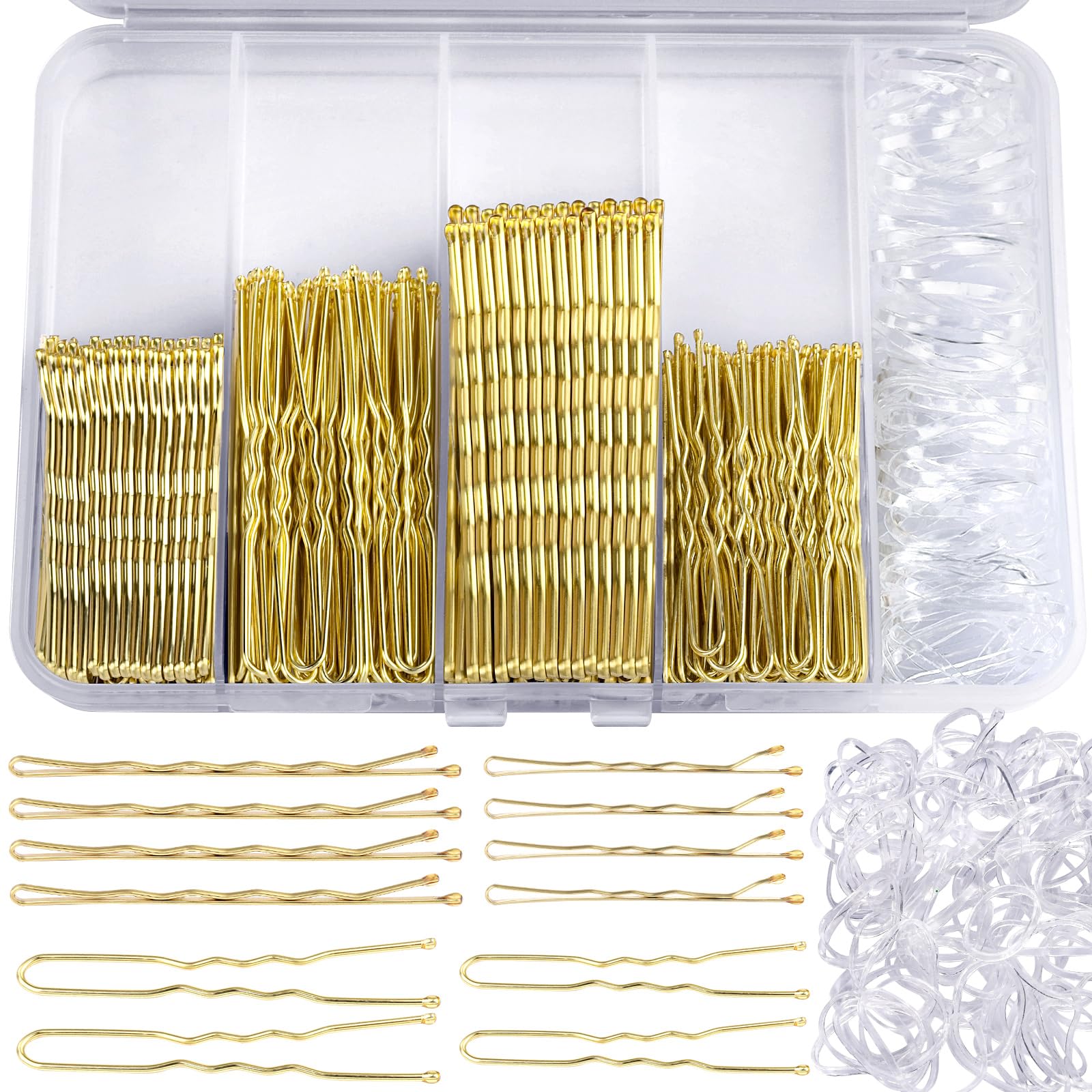 Teenitor 300pcs Blonde Bobby Pins Hair Pins 100 Bobby Pins Blonde Hair,100 Hair Pins for Women 100 Hair Bands Kit, Blonde Bobby 