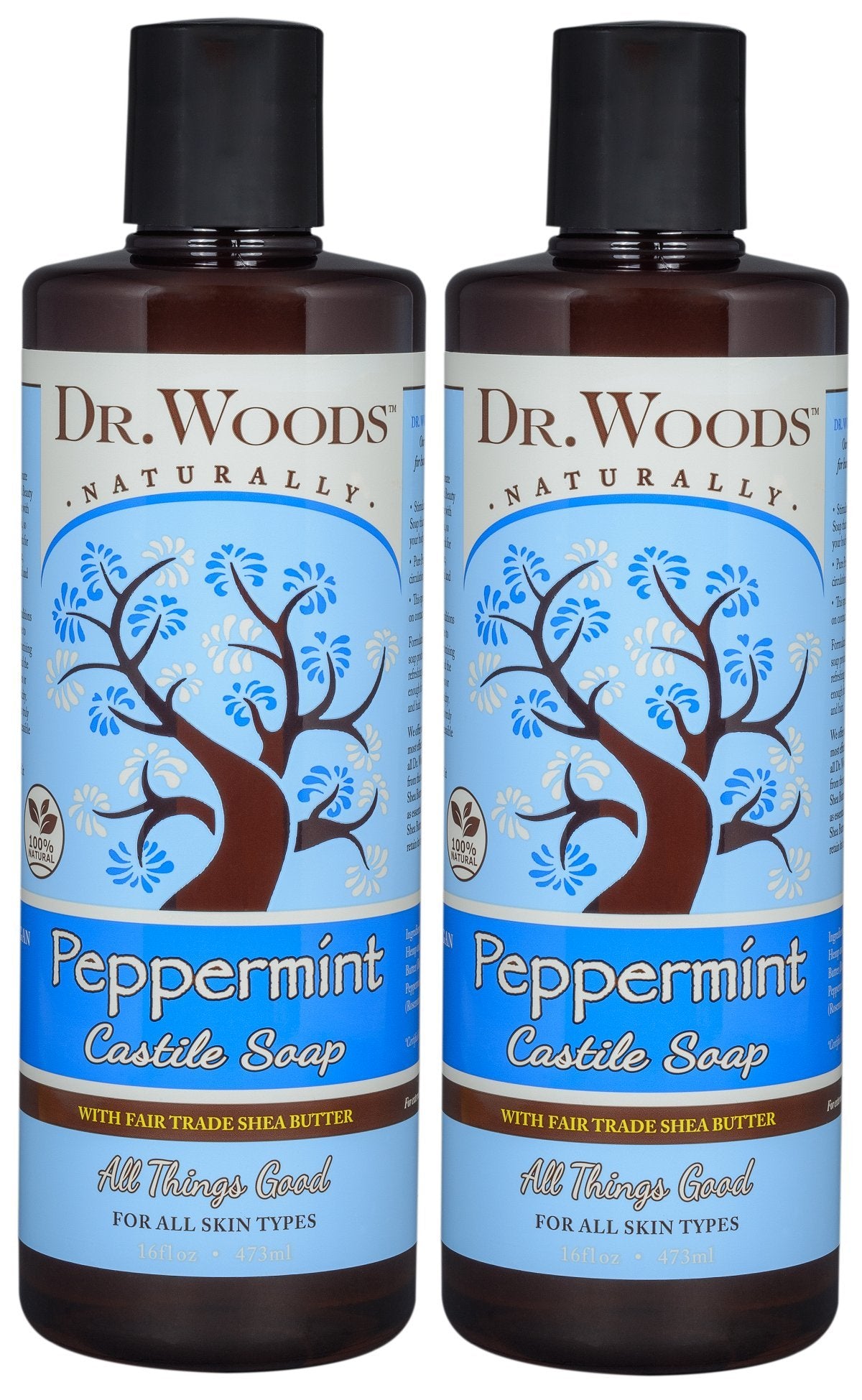 Dr. Woods Pure Castile Peppermint Liquid Soap with Organic Shea Butter, 16 Ounce (Pack of 2)
