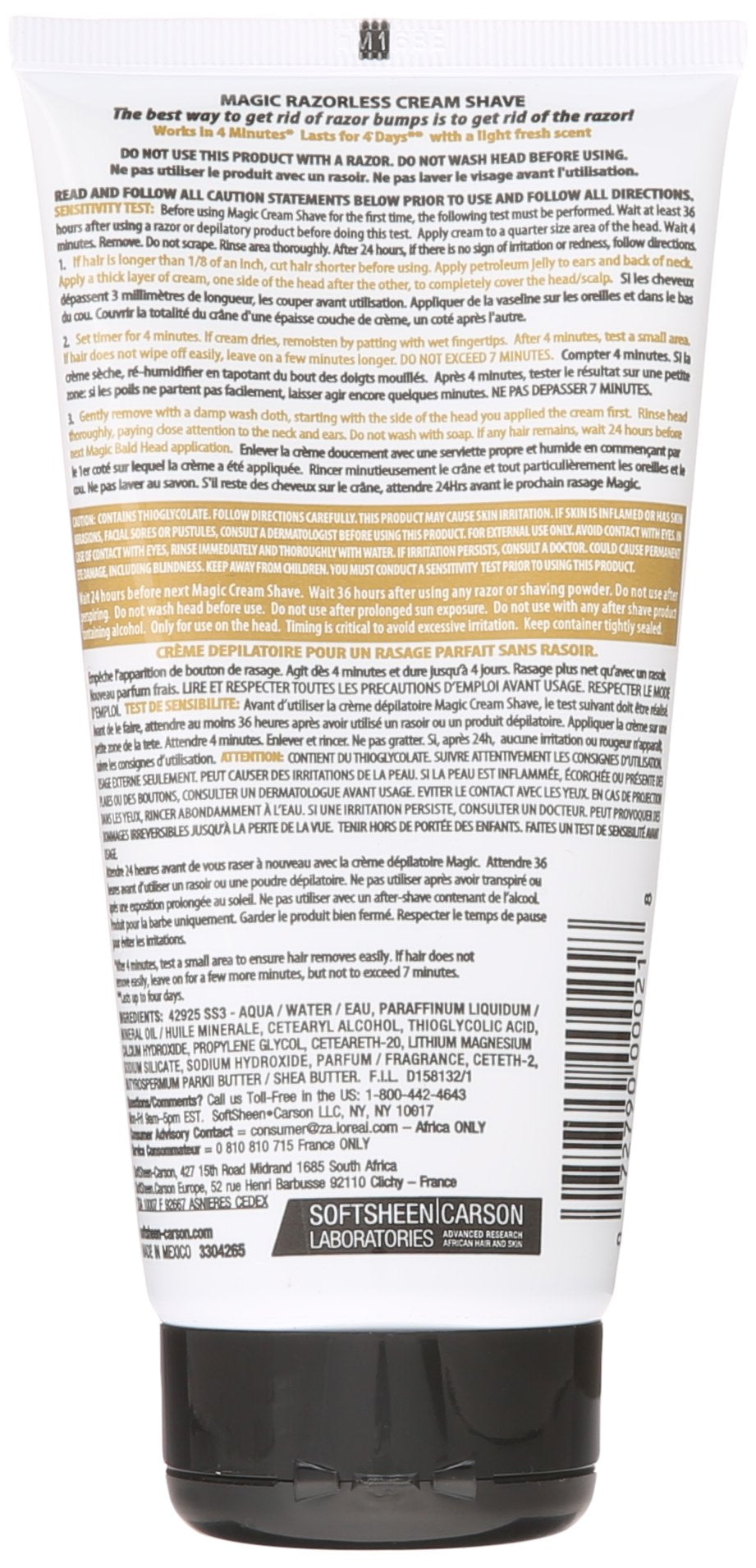 Razorless Shaving Cream For Men By Softsheen-Carson Magic, Hair Removal Cream, For Bald Head Maintenance, No Razor Needed, Depil