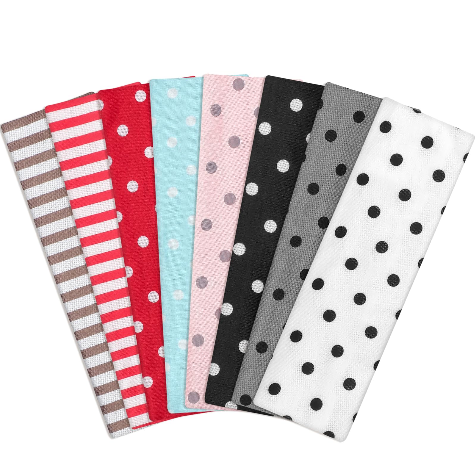 obeoby 8 Pack Polka Dot Headband for Women Y2k Outfits, Non Slip Stripe Hairbands Trendy Head Bands for Womens Hair