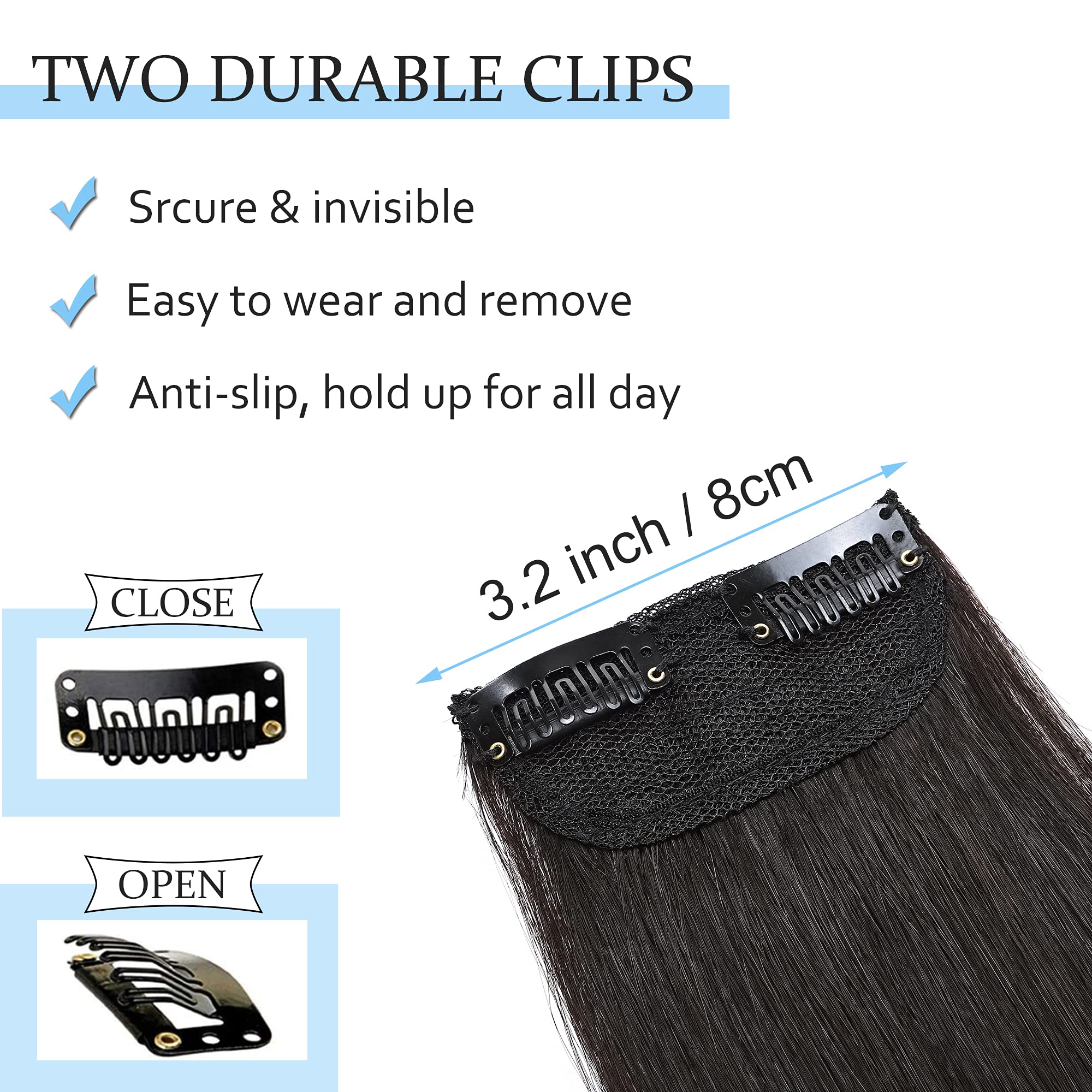 Sego 2 Pcs Clip In Hair Extensions Real Human Hair Short 10 Inch 30G Hairpiece Human Hair Toppers For Women With Thinning Hair A