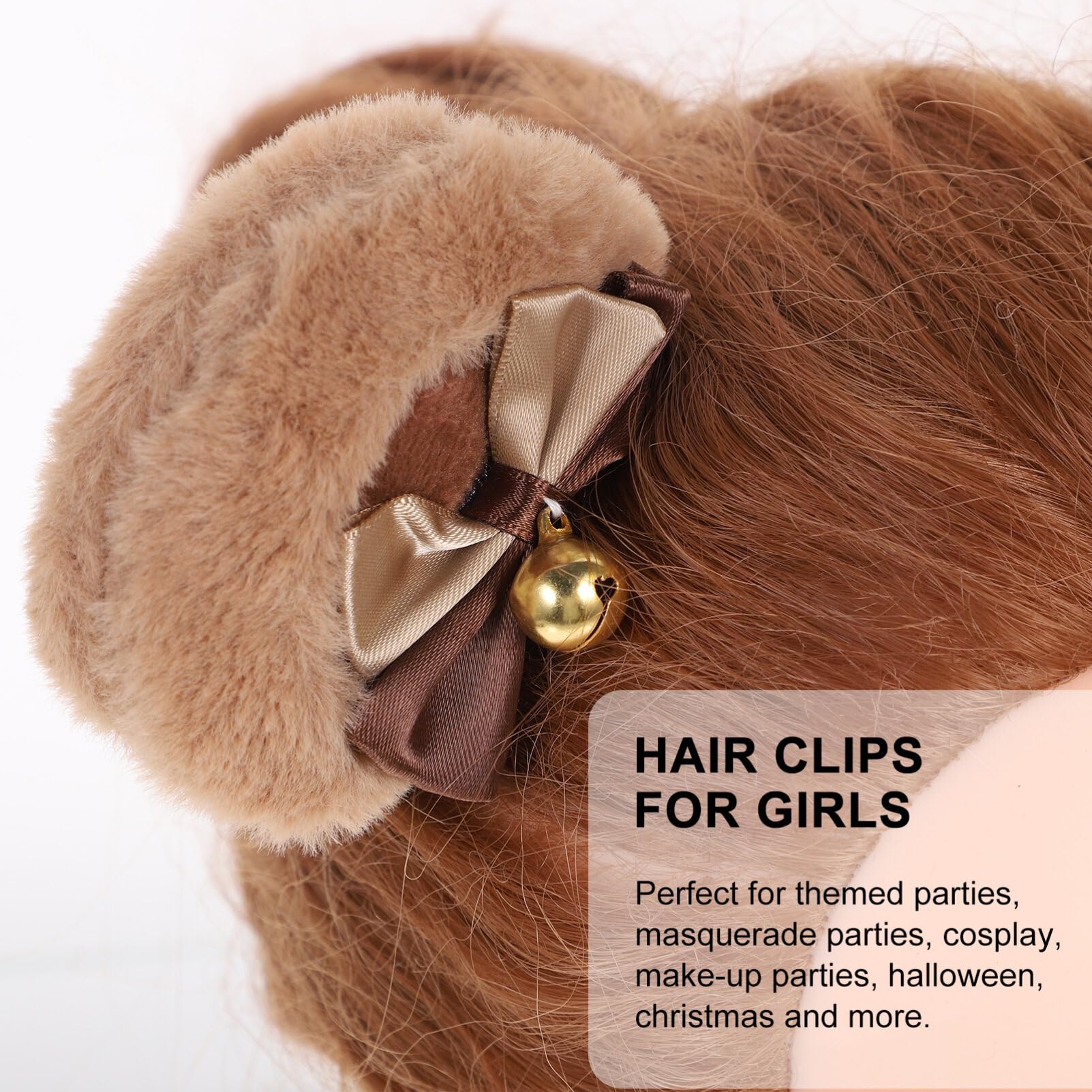 Mobestech Hair Clip, 1 Pair Bear Ear Hair Clips, Hair Clips for Women, Halloween Ear Clips, Girl Hair Accessories, Flannel, Poly