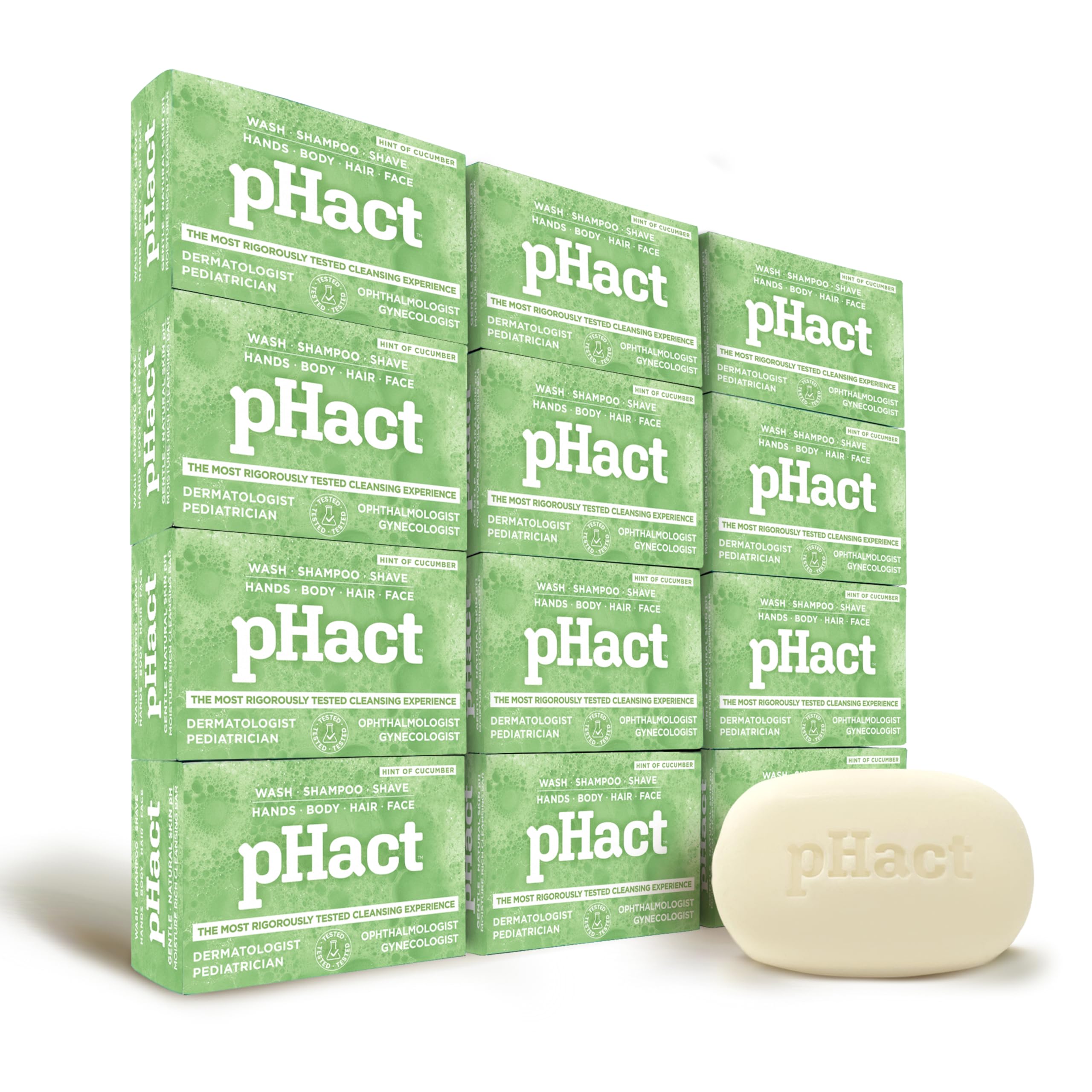ANDREW LESSMAN pHact Moisture-Rich, Soap-Free Cleansing Bar Cucumber. Natural Skin pH. All Skin Types - Even Sensitive Skin. Hyp