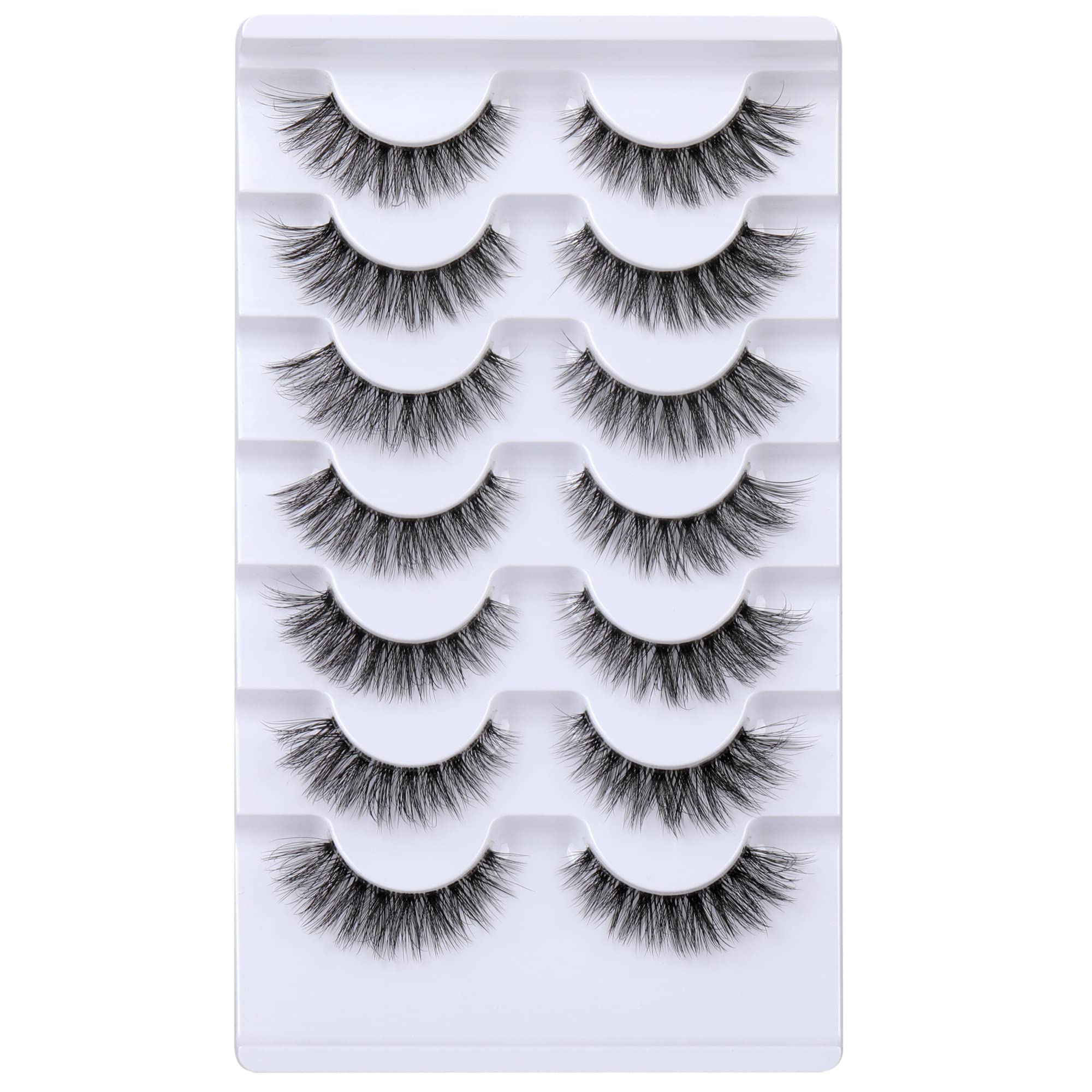 JIMIRE Lashes with Clear Band Demi-Wispies Fluffy Faux Mink Eyelashes Wispy Cat Eye False Eyelashes Natural Look Like Lash Exten