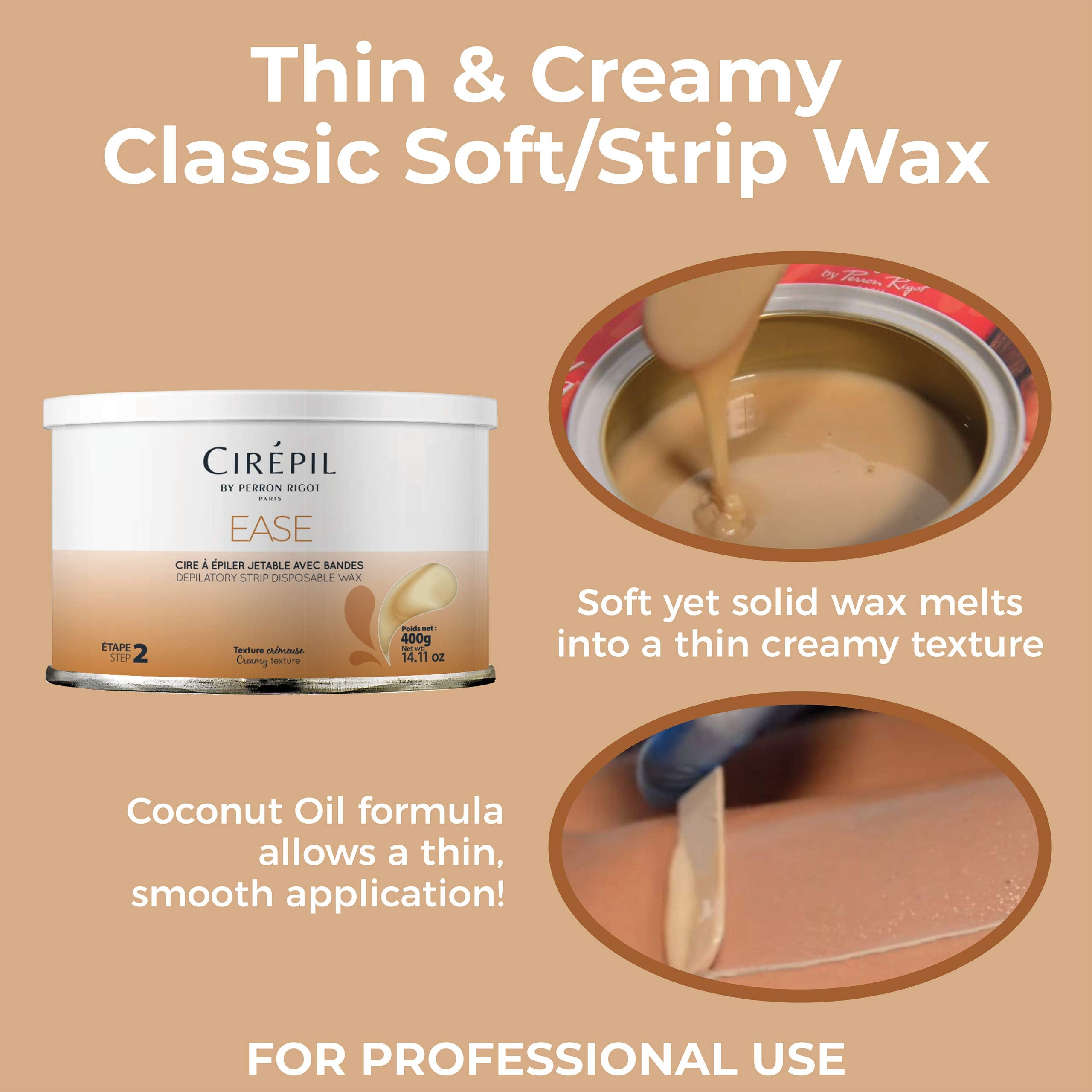Cirepil - Ease Wax - 400g / 14.11 oz Wax Tin - Unscented - Creamy Texture - Perfect for Large Areas - Best for Fine Hair & Dry S