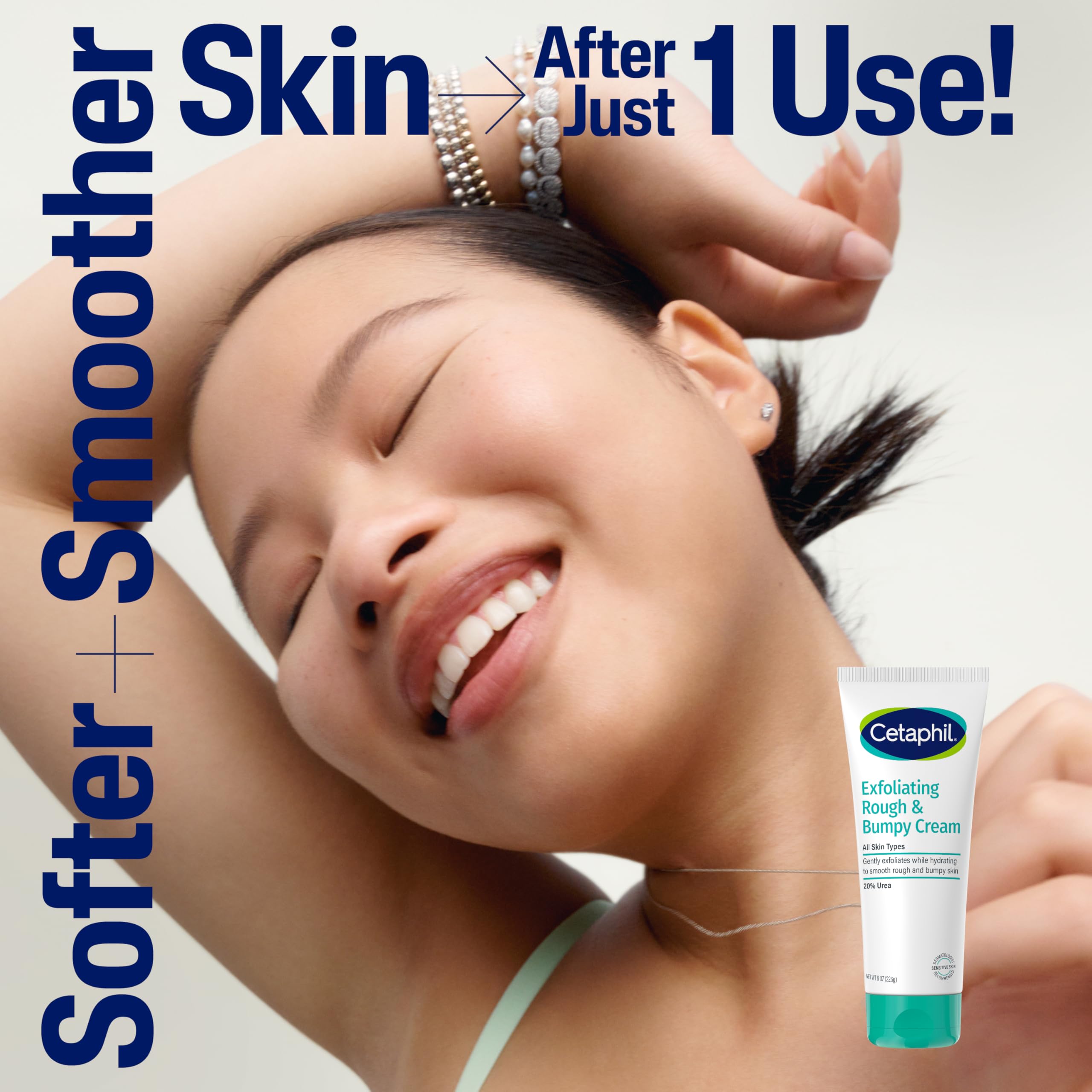 Cetaphil Exfoliating Rough & Bumpy Cream, Lightweight Cream For All Skin Types, 8 Oz Tube, 20% Urea, Gently Exfoliates, Refines