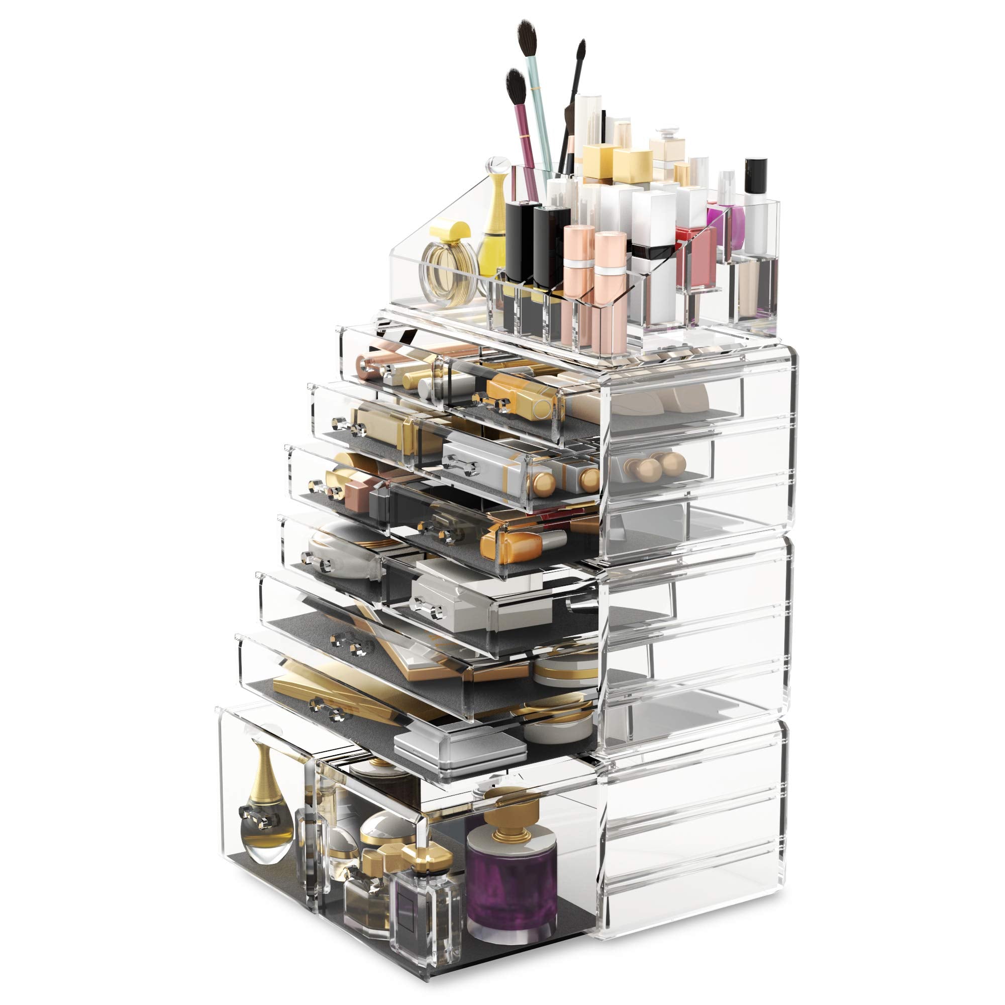 READAEER Makeup Cosmetic Organizer - 12 Drawer Storage Case, Clear Plastic, Model 43219-84979