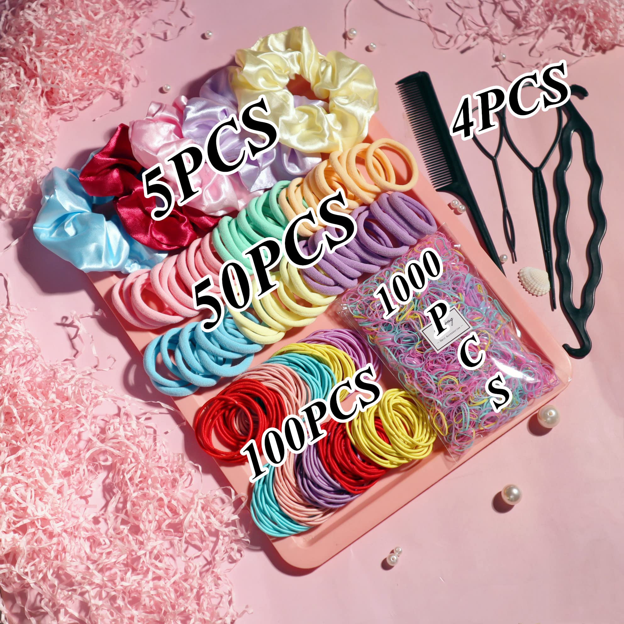 YANRONG 1159PCS Hair Accessories for Woman Set Seamless Ponytail Holders Variety Hair Scrunchies Hair Bands Scrunchy Hair Ties F