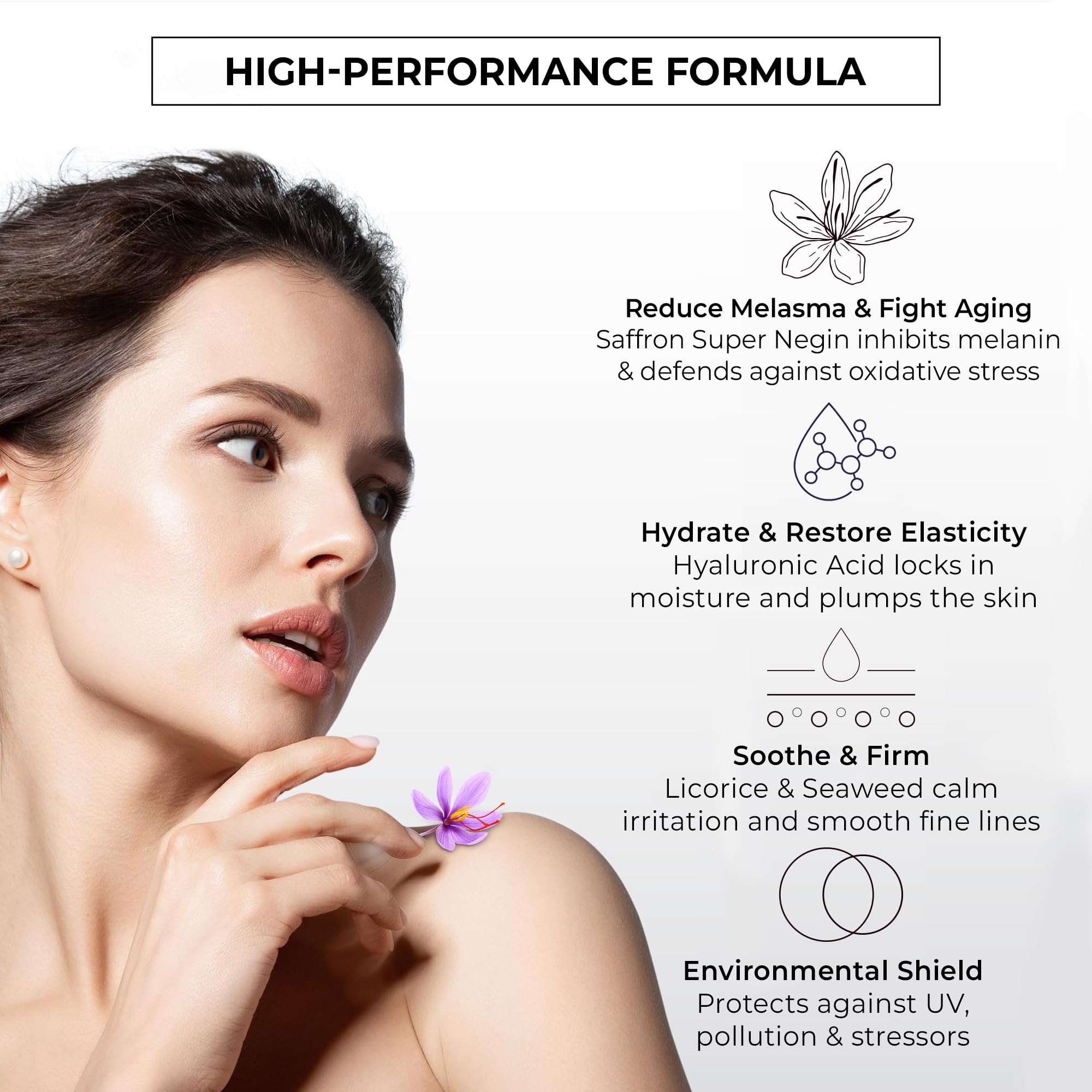 ABERA Saffron Serum For Melasma Treatment, Renewing for Face, Anti-Aging Treatment for Fine Lines & Wrinkles, High Potency Saffr