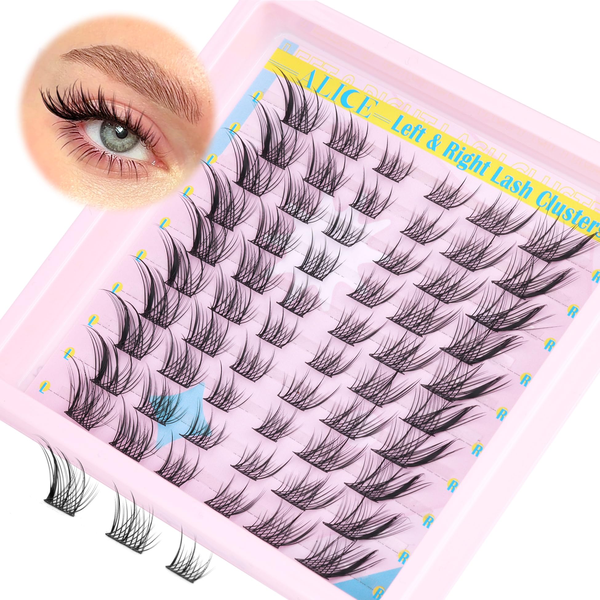 ALICE Natural Lash Clusters DIY Lash Extensions Eyelash Extensions Wispy 3D Cat Eye Eyelash Clusters Left & Right C Curl Individ