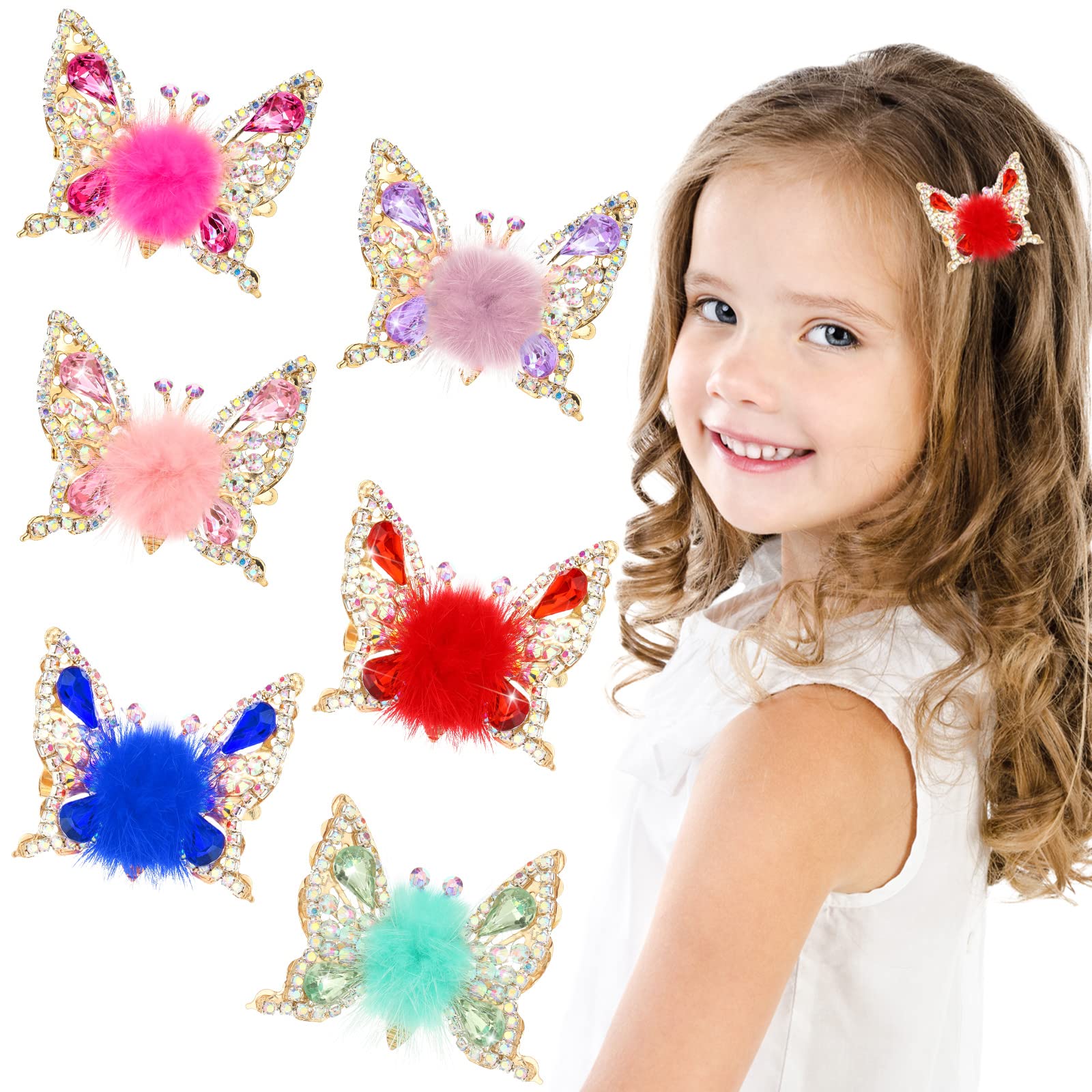 Hoteam 6 Pcs Flying Butterfly Hairpin 2024 Moving Butterfly Hair Clips Elegant Metal Side Clip Moving Flying Butterfly Shiny Hai