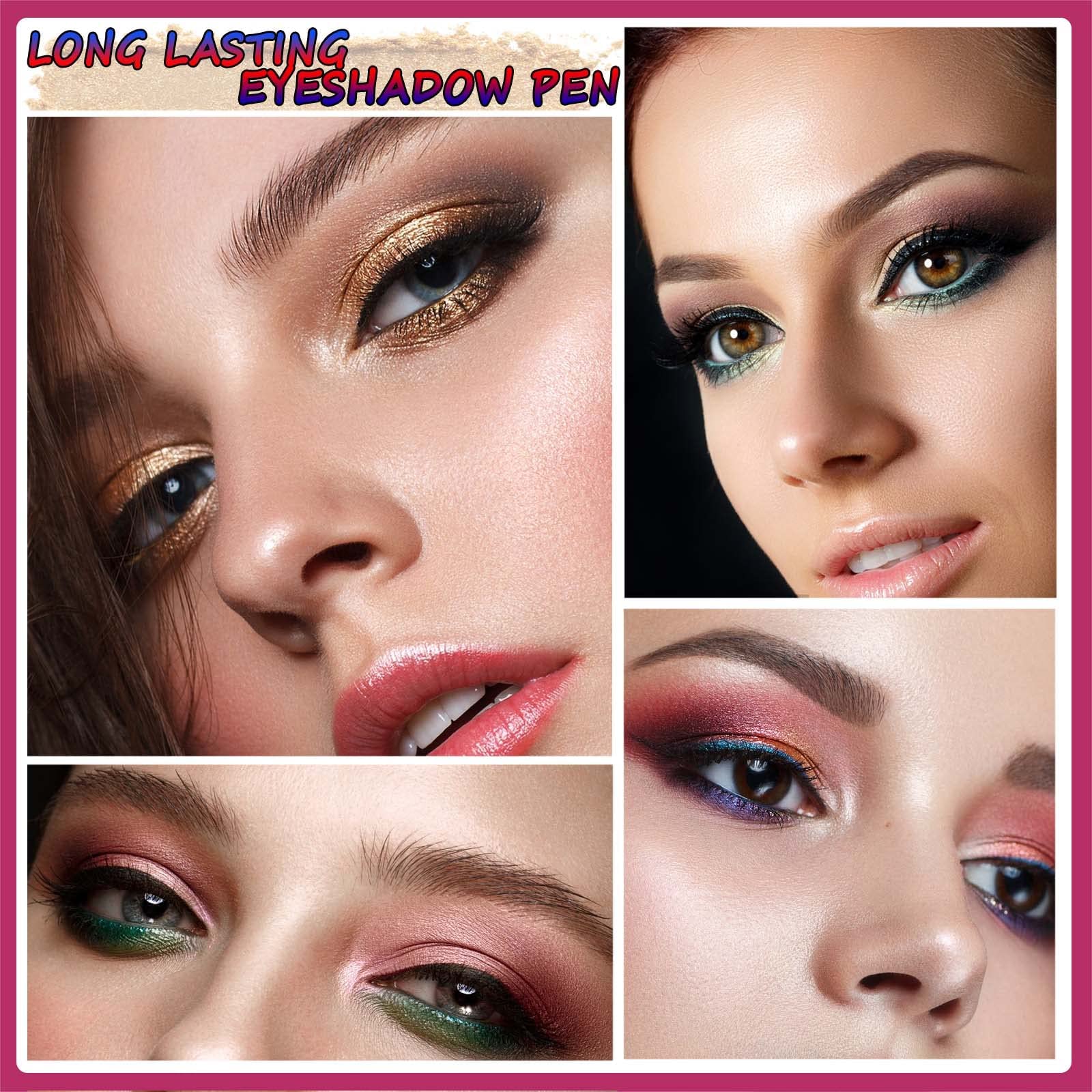 Metiplou Blue Eyeshadow Stick Eyeliner Pencil Makeup Cream Shimmer Smooth Eye Shadow Pencil Hypoallergenic Waterproof Long Lasti