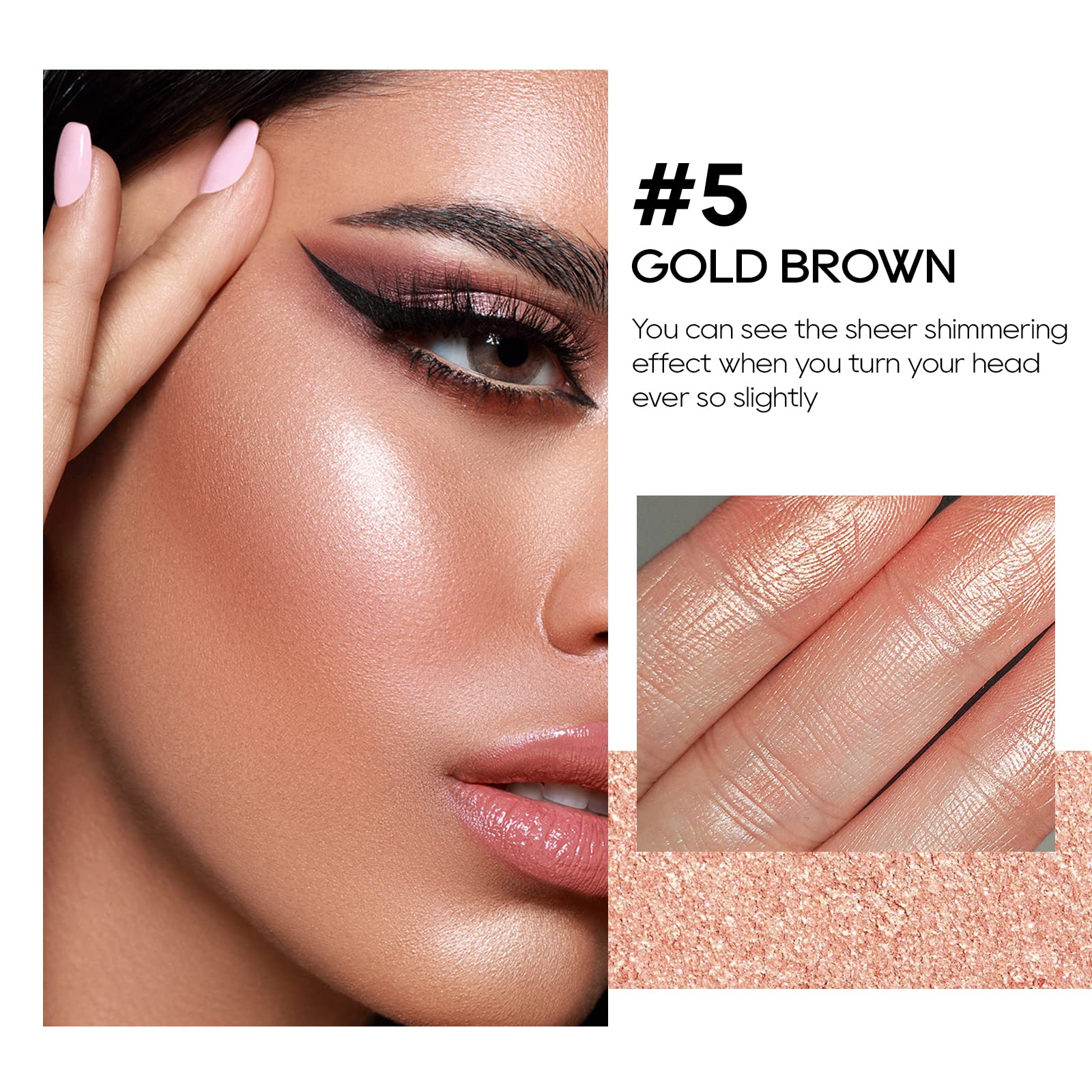 Freeorr Baked Highlighter Powder Palette, Makeup Highlighter Powder Palette Sheer Shimmering Finish Face Highlighters Makeup Ilu