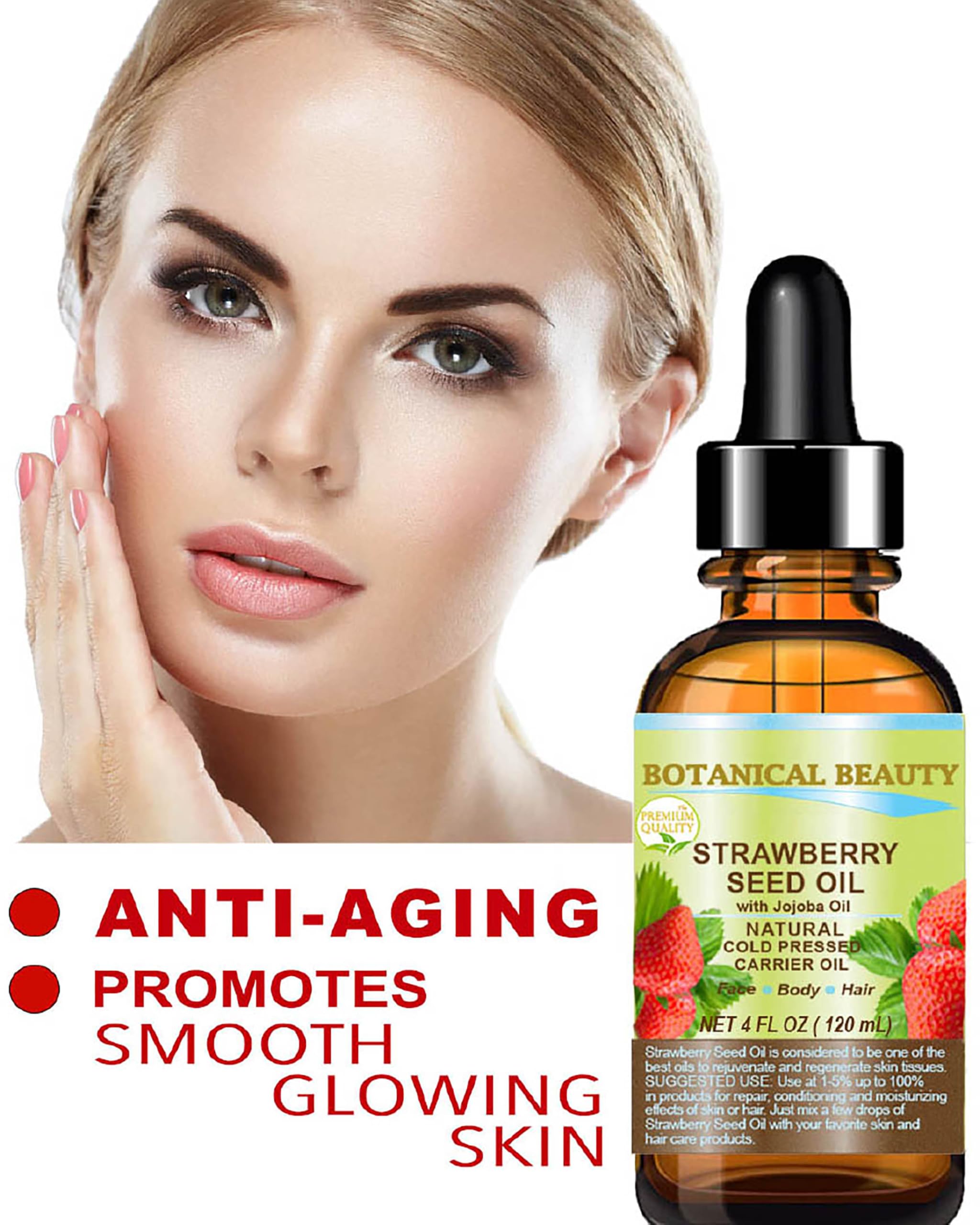 Strawberry Seed Oil 100% Pure Natural Moisturizer. Cold Pressed Carrier Oil. 0.5 Fl.Oz.- 15 Ml. For Face, Skin, Hair, Lip, Nails
