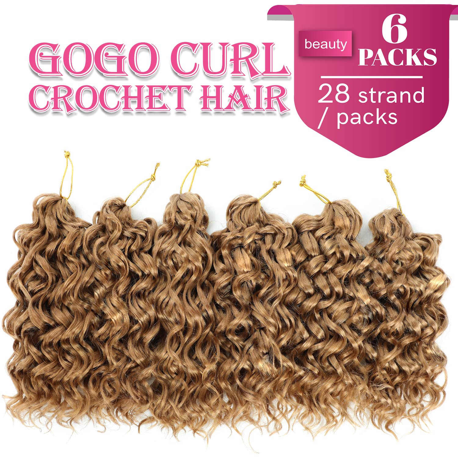 Gogo Curl Crochet Hair 8 Inch 6 Packs Short Curly Crochet Hair Beach Curl Water Wave Curly Crochet Braids Hair, Deep Wave Synthe