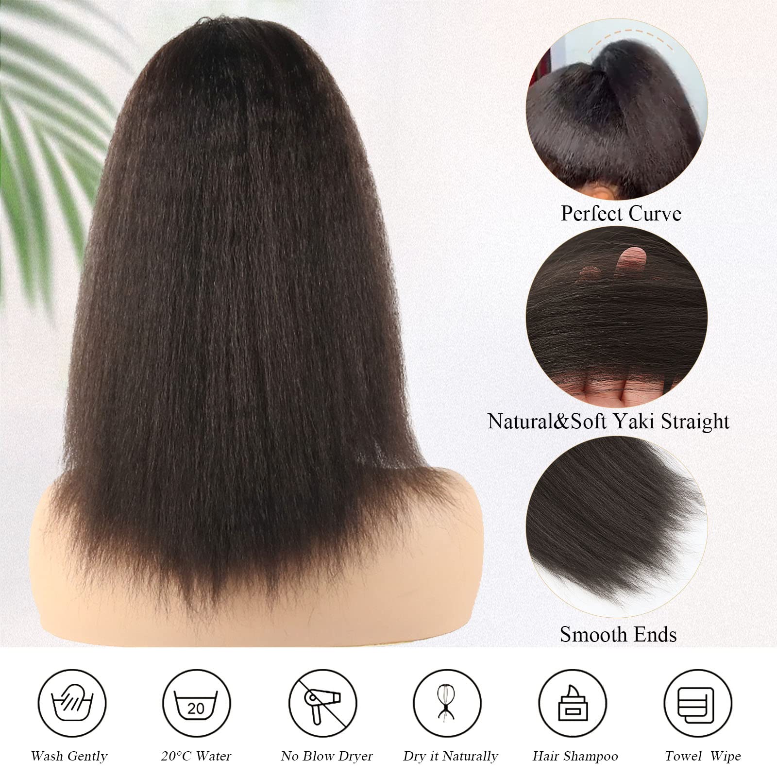 Leosa Kinky Ponytail Extension Drawstring Ponytail For Black Women Short Natural Black Yaki Straight Drawstring Ponytail Hair Ex