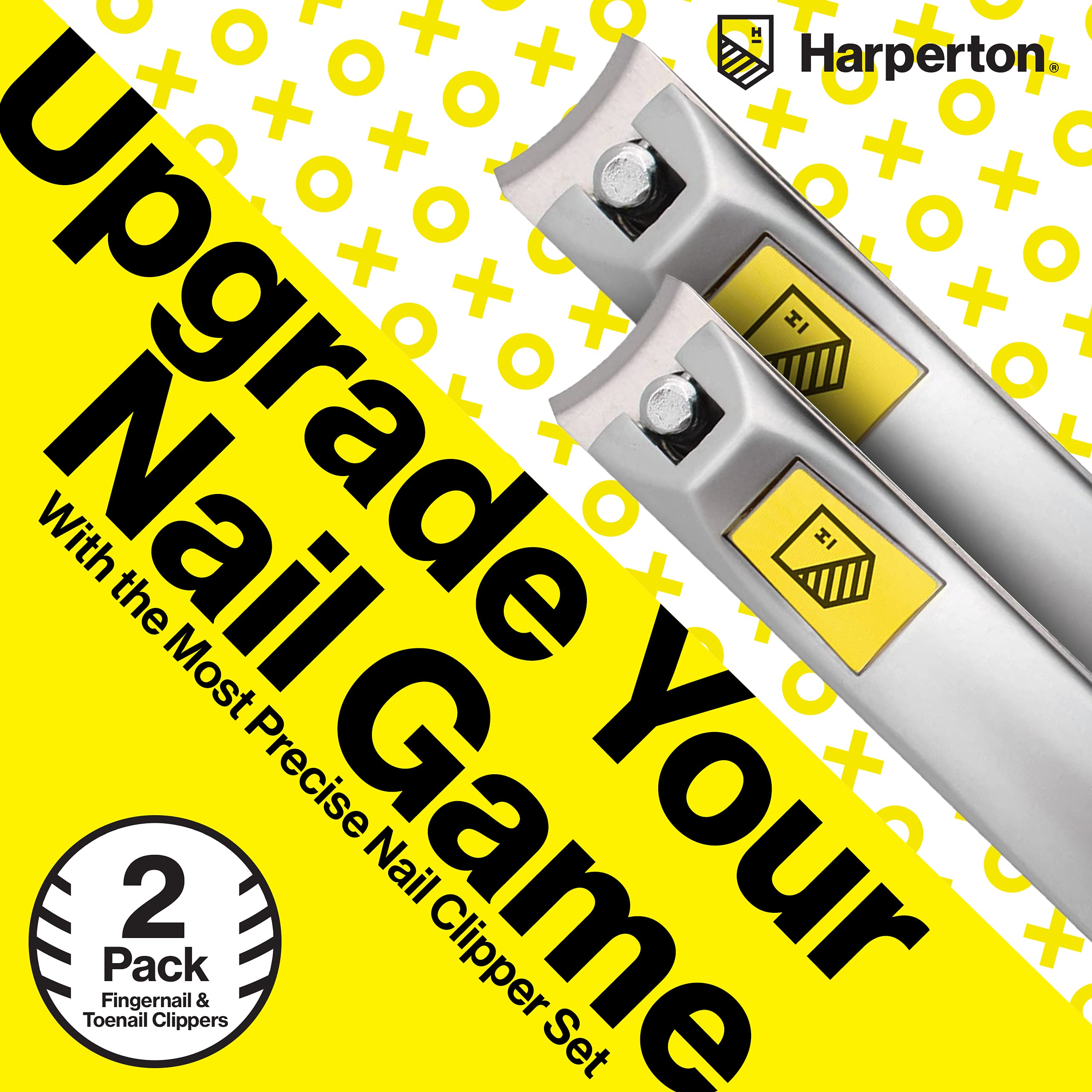 Harperton Nail Clippers Set - Ultra Sharp Stainless Steel Fingernail & Toenail Clippers, 2 Piece Set, Silver, Model HAR-003