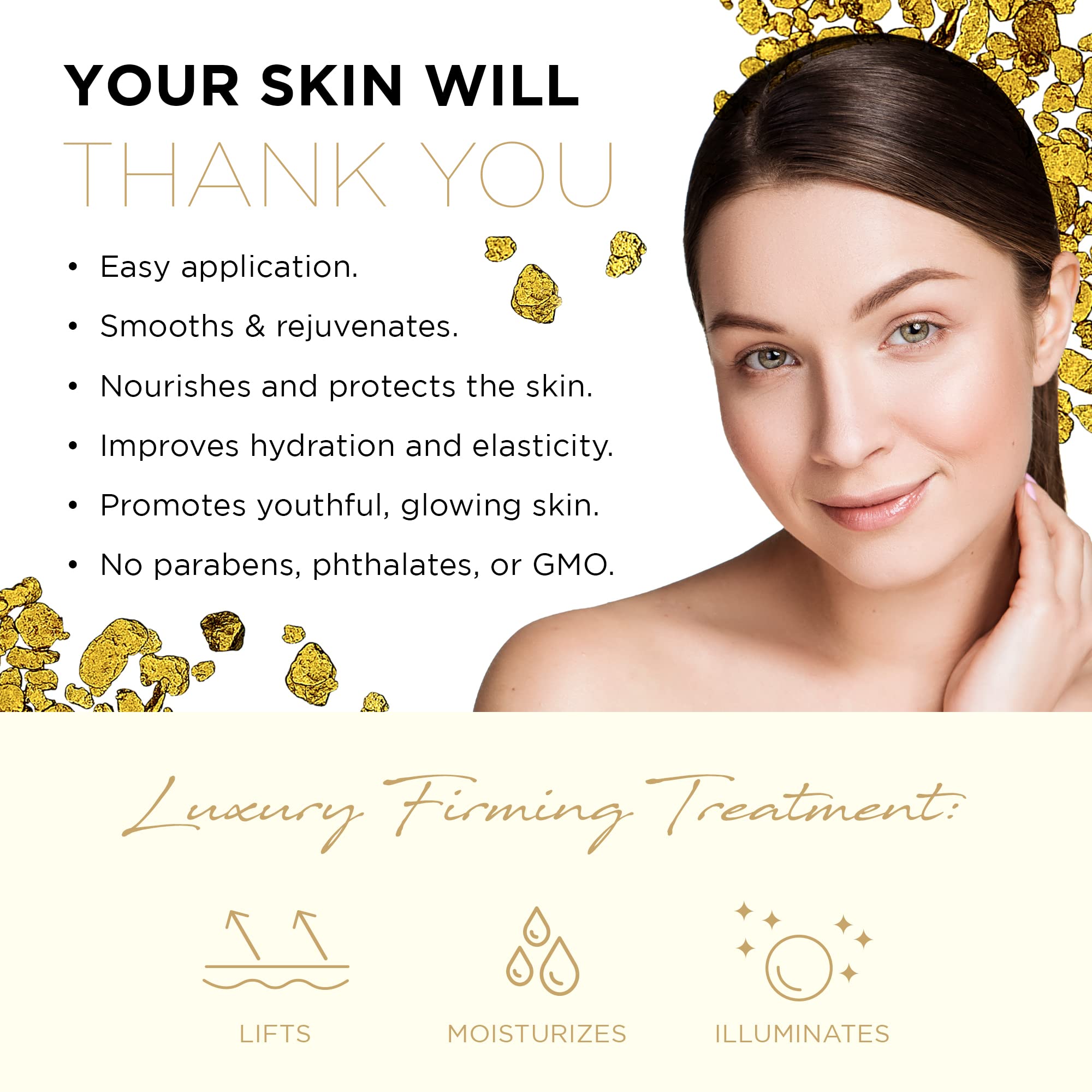 Azure 24K Gold & Collagen Firming Day Cream - Moisturizing, Illuminating & Lifting | Reduces Wrinkles & Fine Lines | Anti Aging