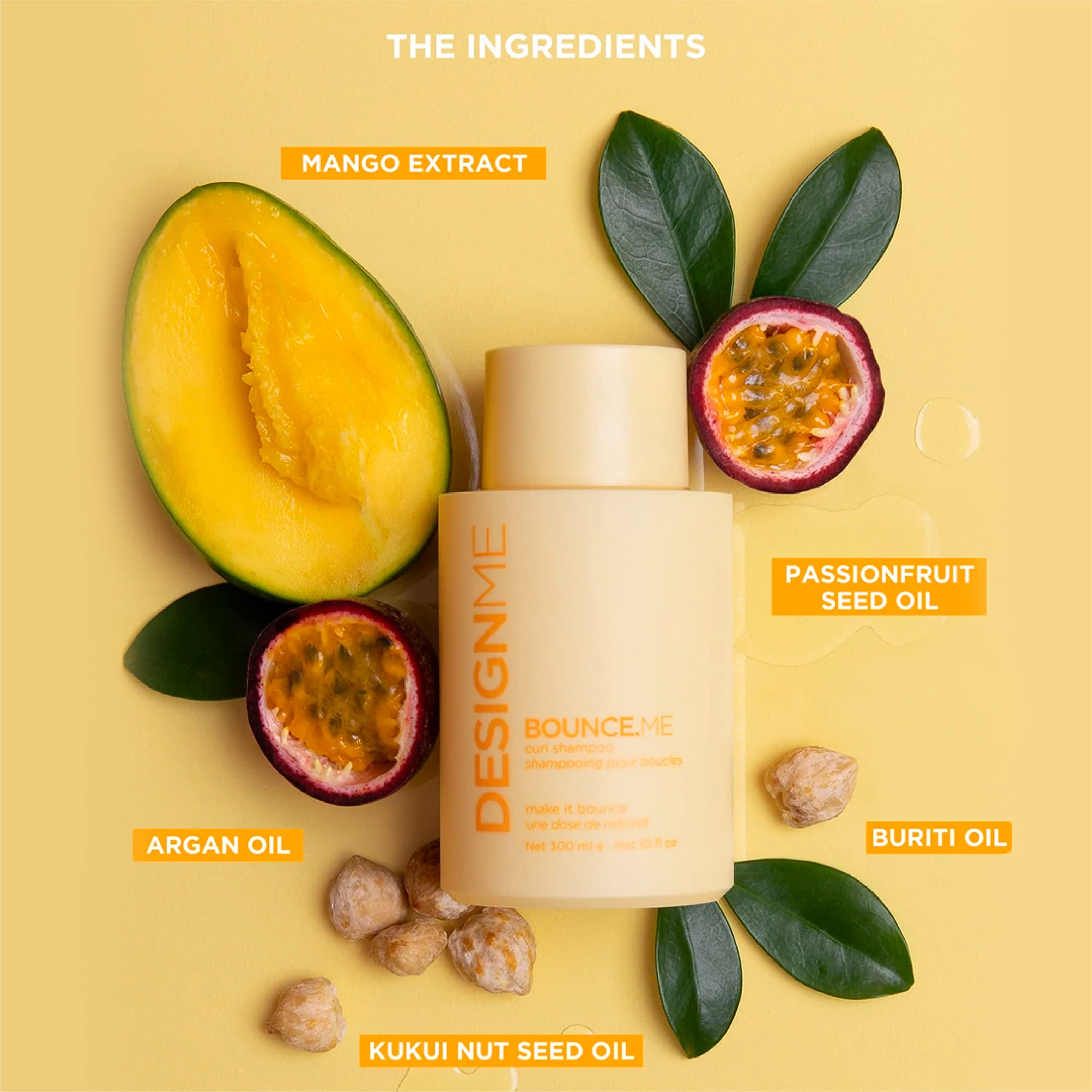 BOUNCE.ME Curl Shampoo by DESIGNME | Curl-Defining, Anti-Frizz Formula for All Curl Types | Nourishing with Kukui Nut Seed and B