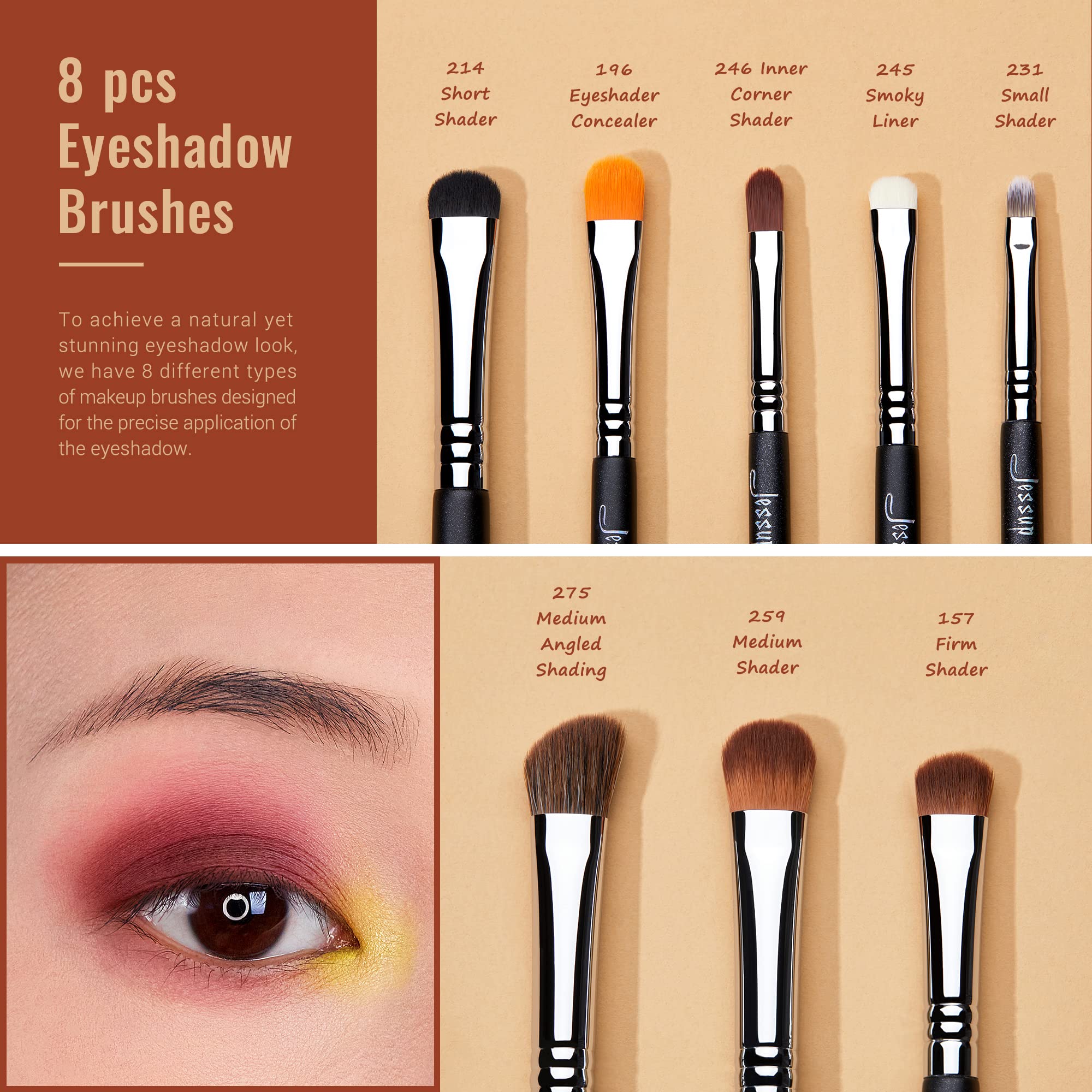 Jessup Eye Makeup Brushes Set Professonal 28Pcs Premium Synthetic Eyeshadow Brush Eyeliner Brush Eyebrow Brush Blending Brush Fo