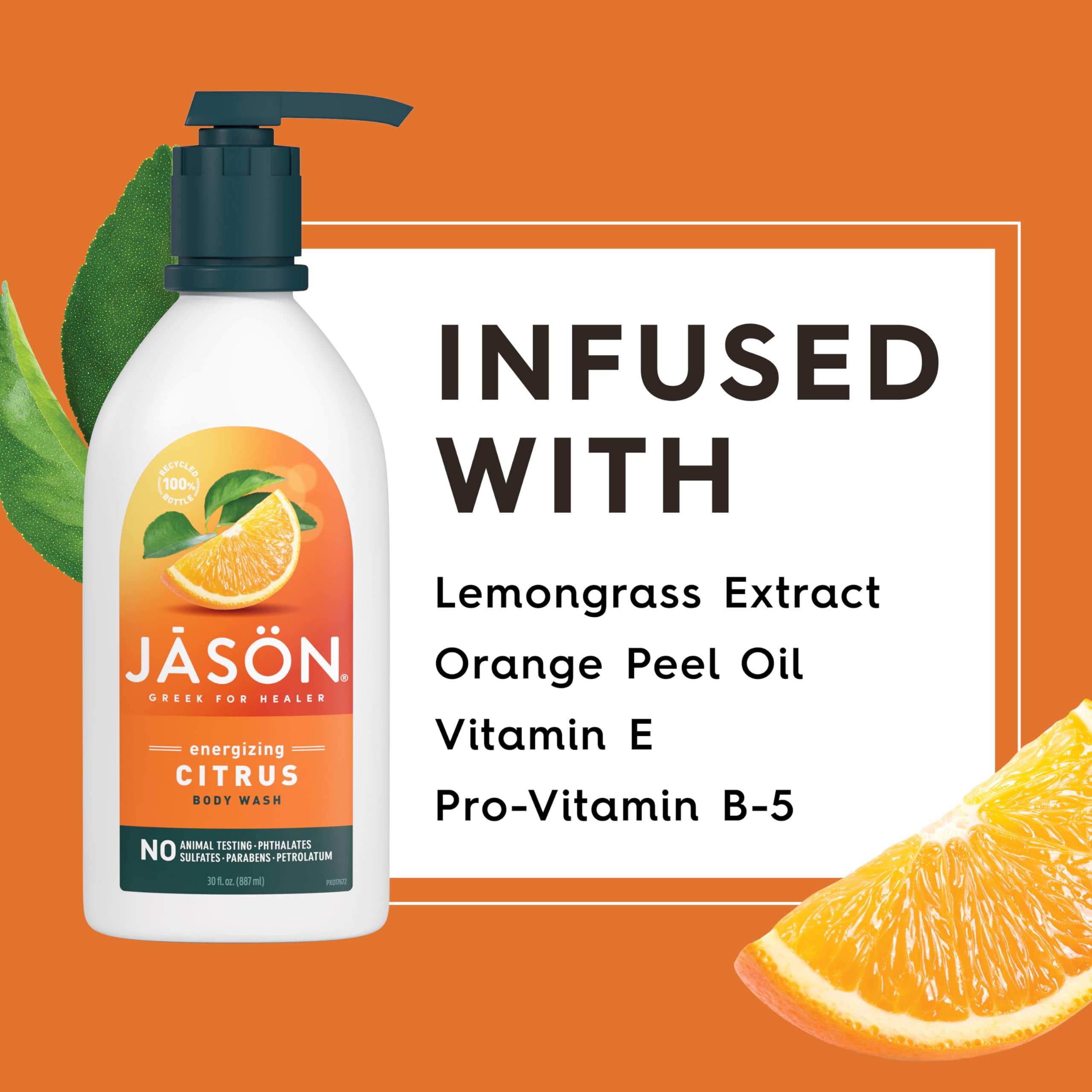Jason Natural Products Citrus Satin Shower Body Wash, 30 Ounce - 2 Per Case