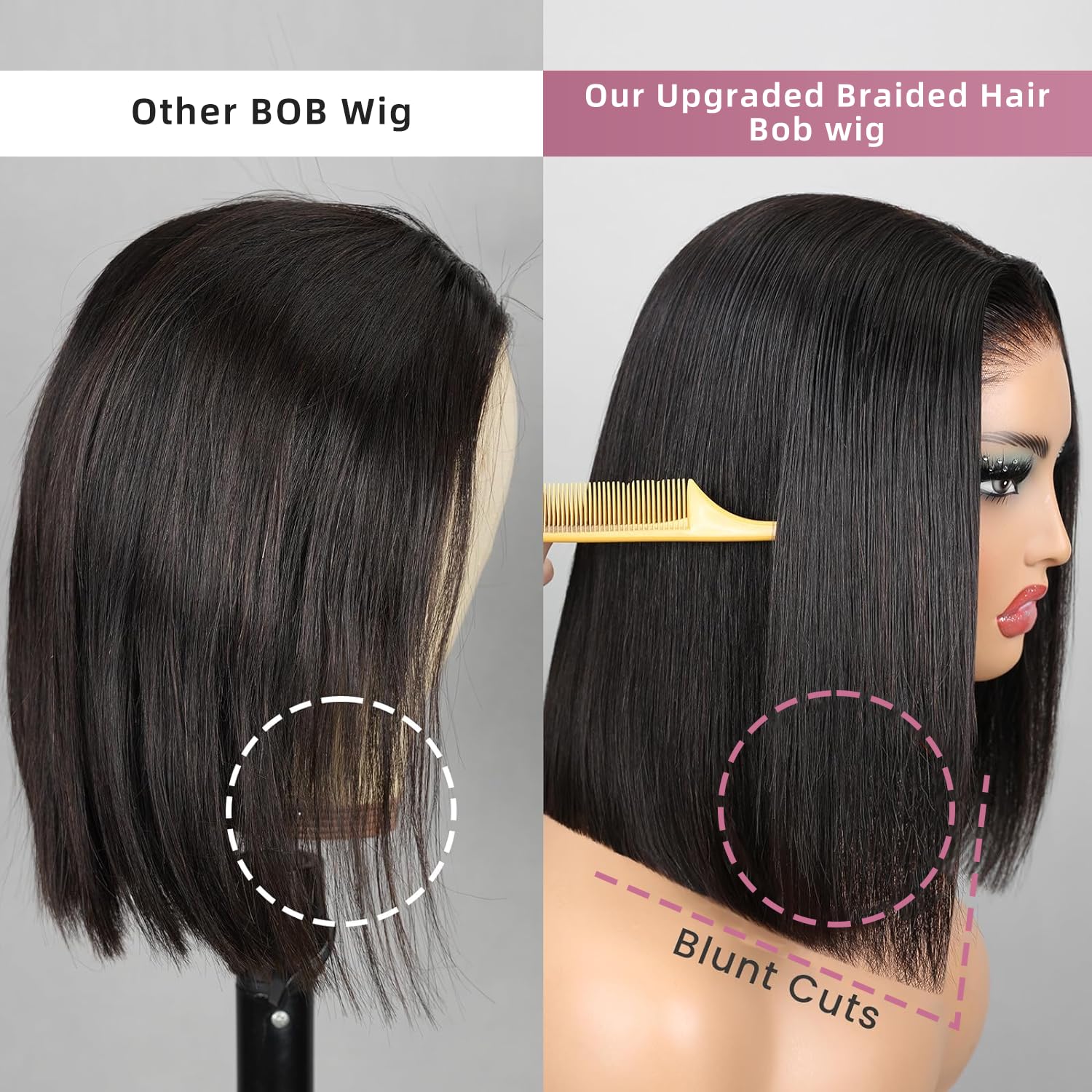 Superlook 12Inch 6X6 Bob Wig Human Hair 210% Density Wear And Go Glueless Wig 12A Straight Bob Wigs Human Hair Pre Cut Lace Blea