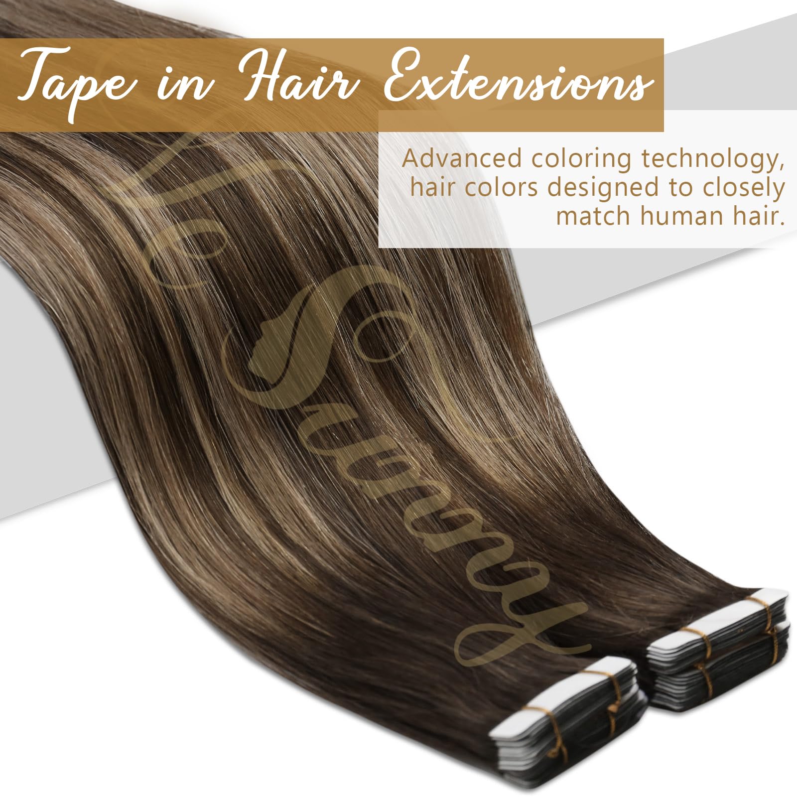 Ve Sunny Brown Tape On Hair Extensions Balayage Human Hair Tape In Extensions Chocolate Brown Mixed Caramel Blonde Balayage Real