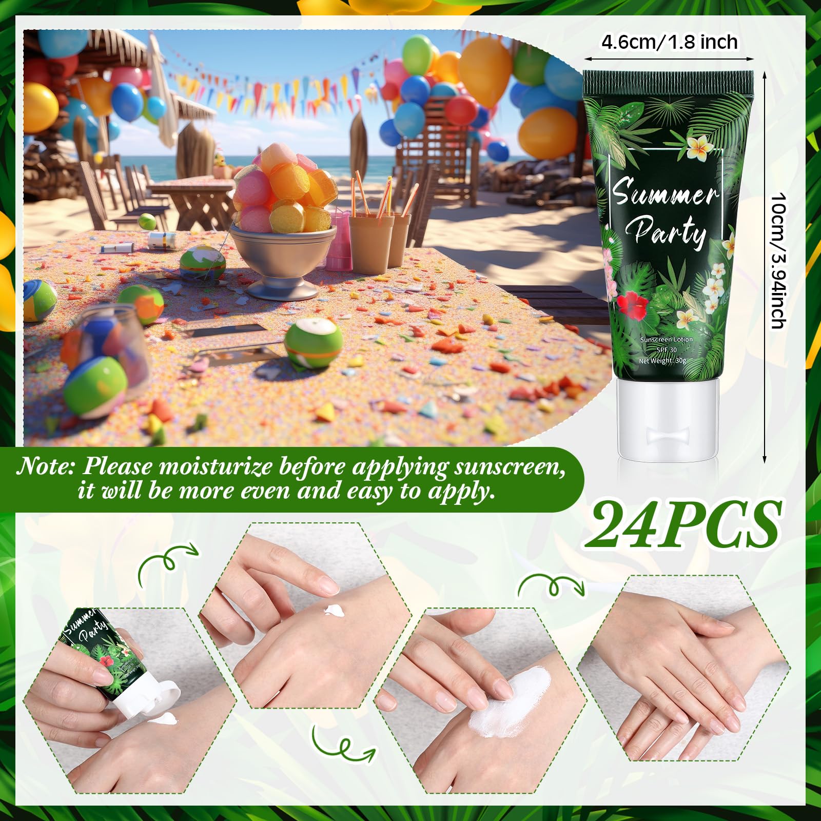 Dansib 24 Pcs Mini Sunscreen Bulk for Summer Wedding Party Spf 30 Water Resistant Sunscreen Lotion Bulk 1oz Travel Size for Than