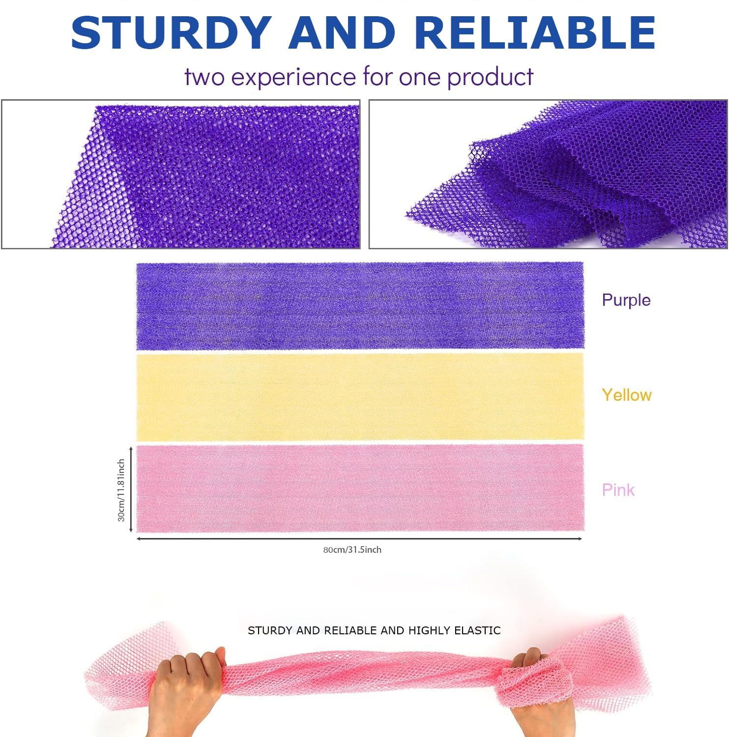 Ujfqbh 3 Pieces African Bath Sponge African Net Long Net Bath Sponge Exfoliating Shower Body Scrubber Back Scrubber Skin Smoothe