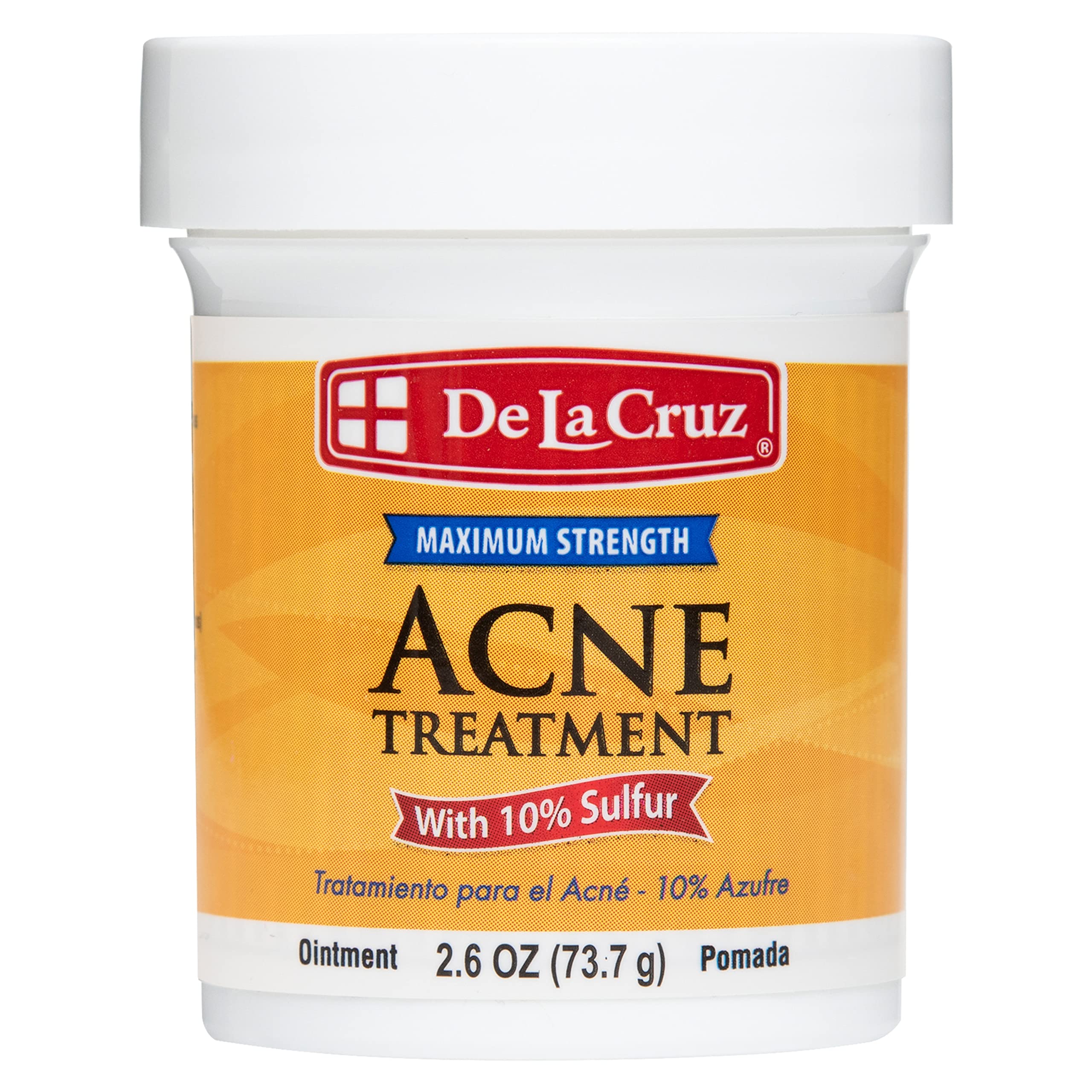 De La Cruz 10% Sulfur Ointment - Cystic Acne Treatment for Face and Body - Daily 10 Min Spot Treatment Mask - Safe and Effective