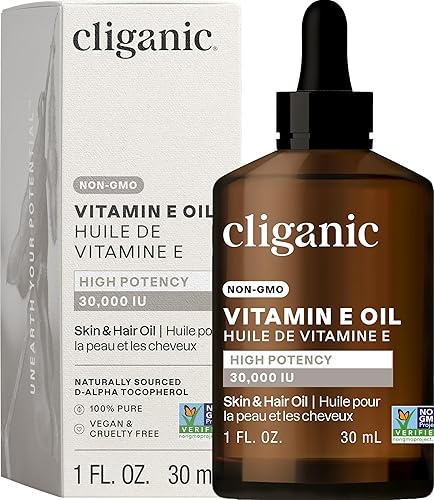 Cliganic 100% Pure Vitamin E Oil For Skin, Hair & Face - 30,000 Iu, Non-Gmo Verified  Natural D-Alpha Tocopherol