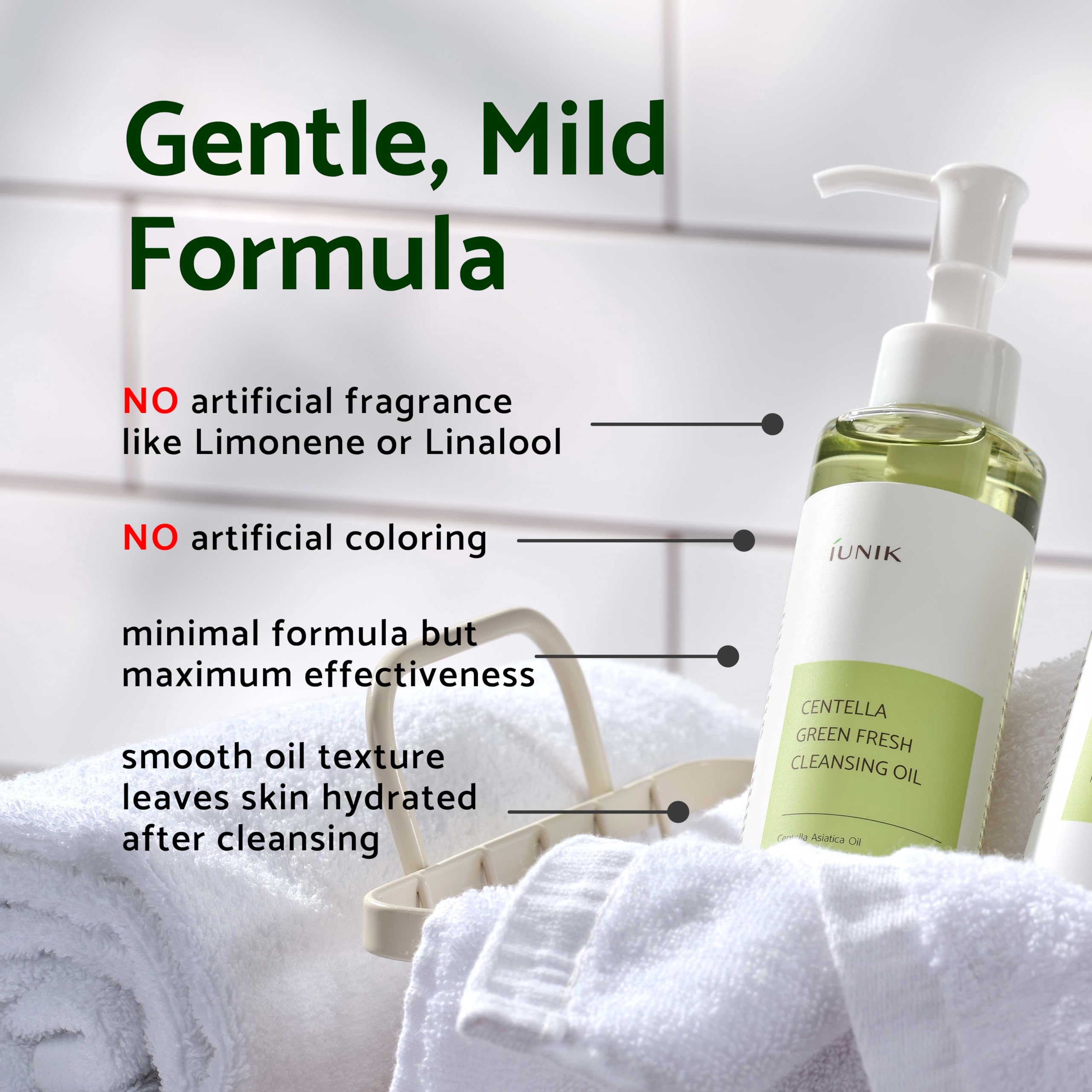 Iunik Centella Asiatica Cleansing Oil - Pore & Sebum Control Oil Cleanser | Makeup & Sunscreen Remover For Women & Men Dry Oily